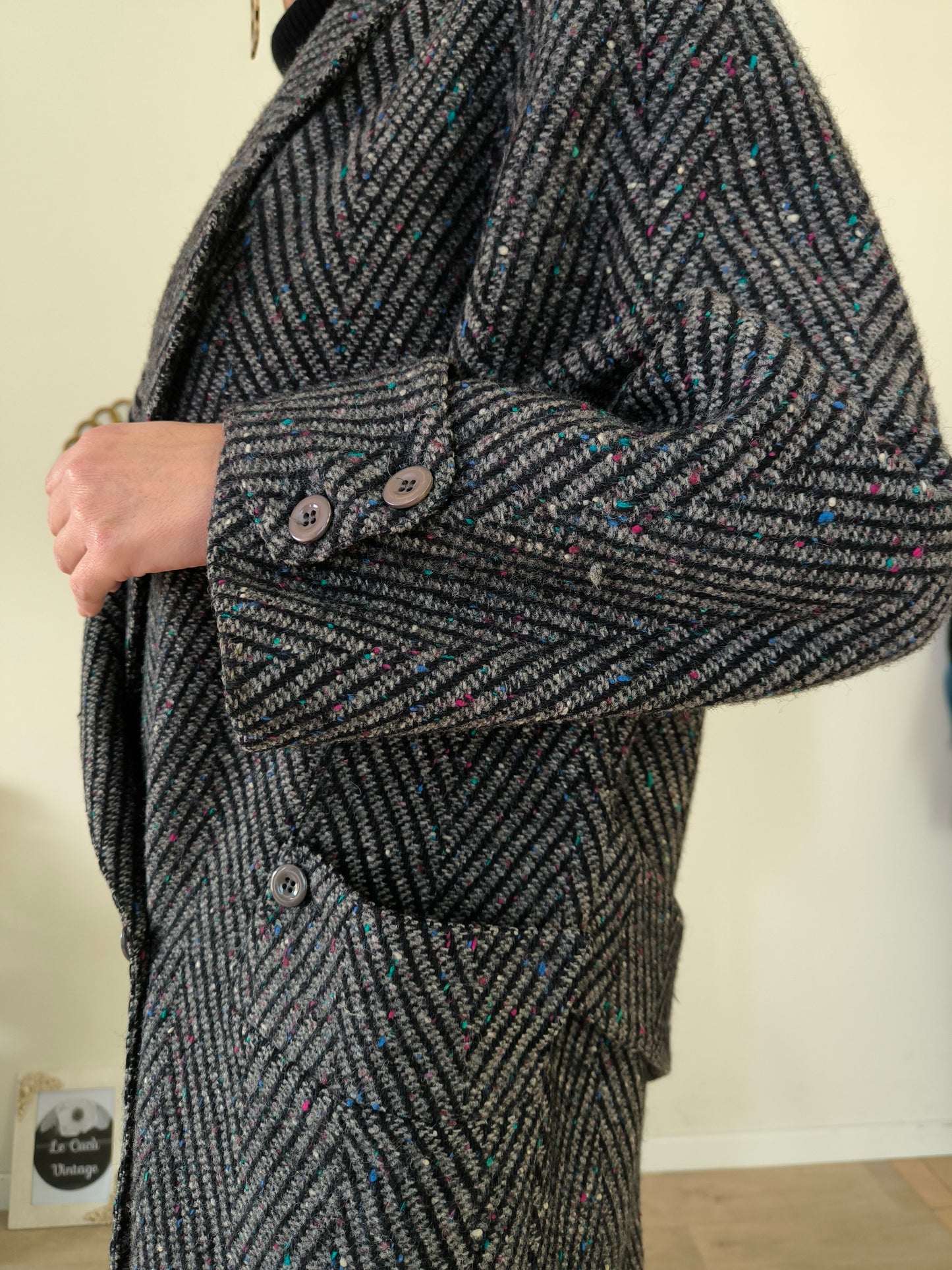 Cappotto Taddei in tweed spinato tg unica