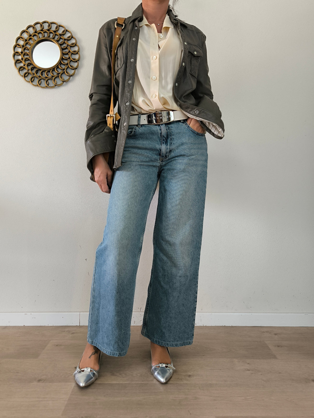 Giacca camicia in vera pelle