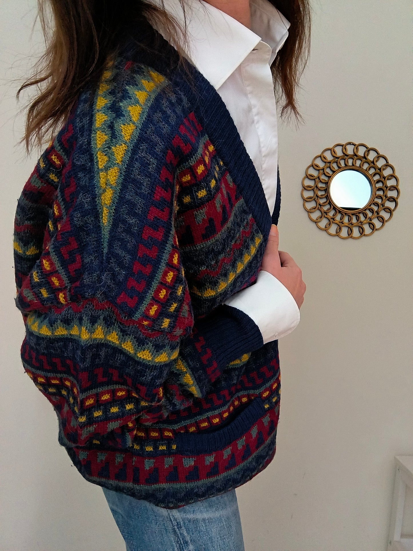 Cardigan fantasia in lana e alpaca peruviana
