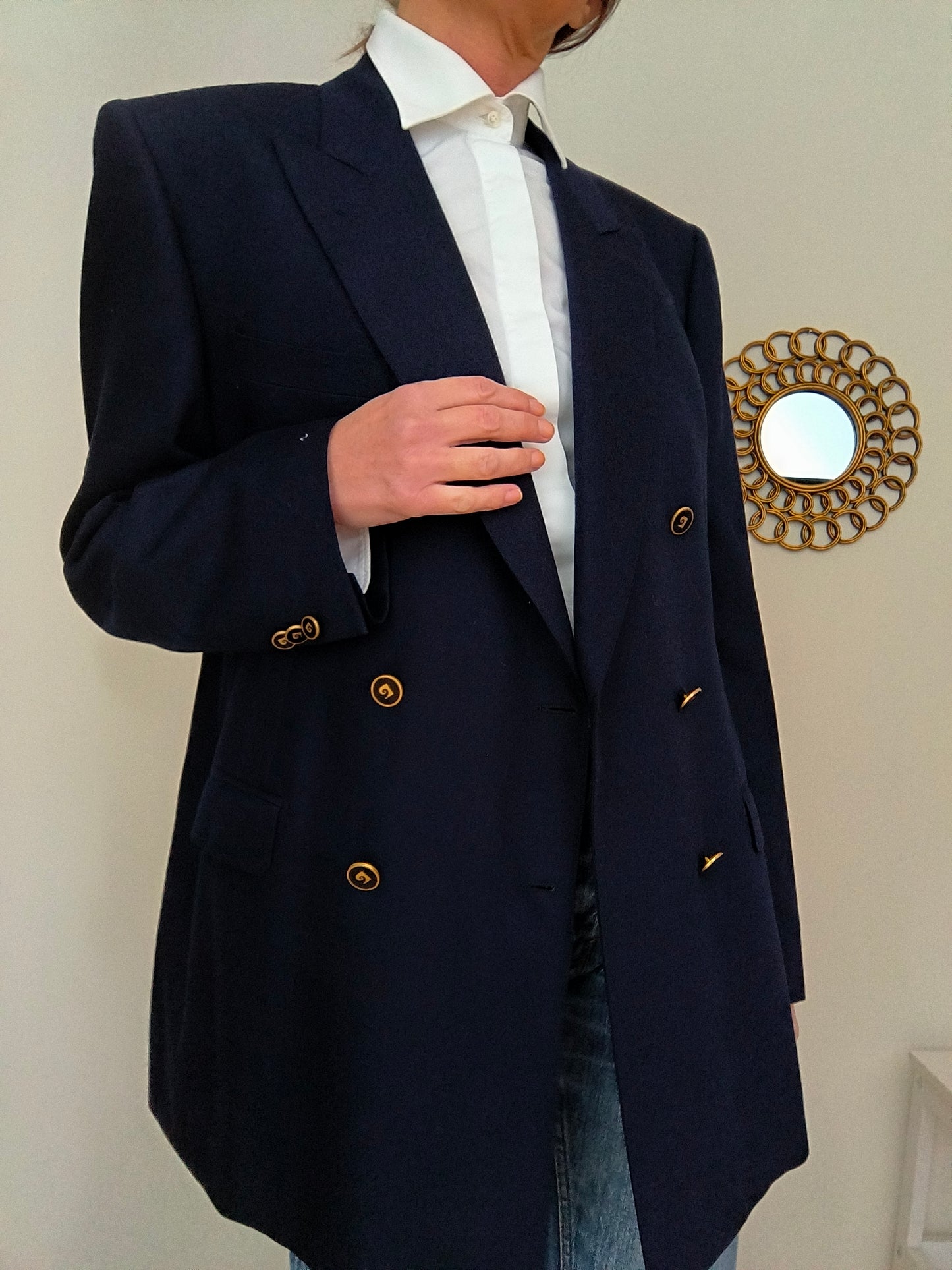 Blazer doppiopetto Pier Cardin blu pura lana tg 52