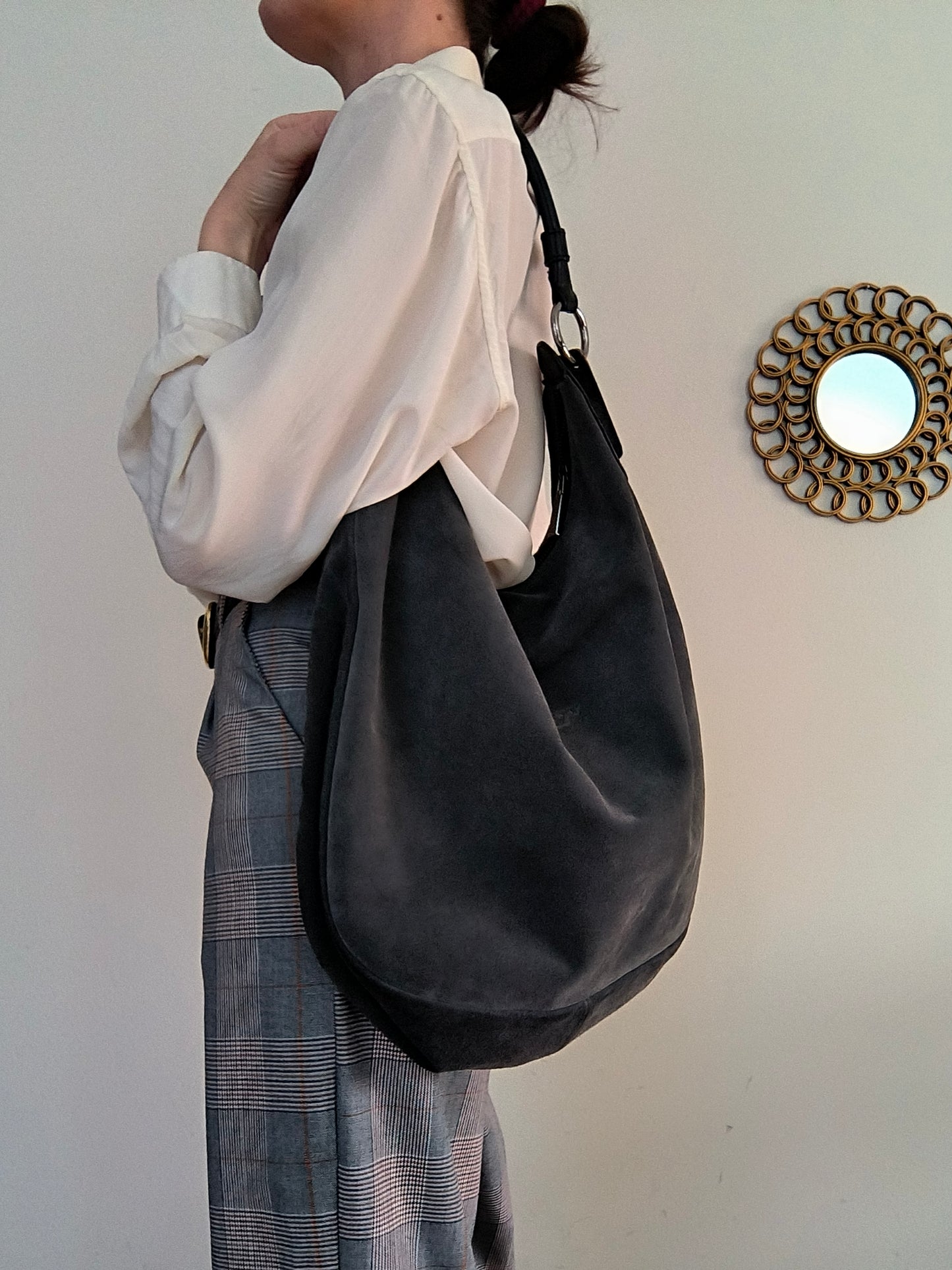 Tosca blu big bag camoscio grigio