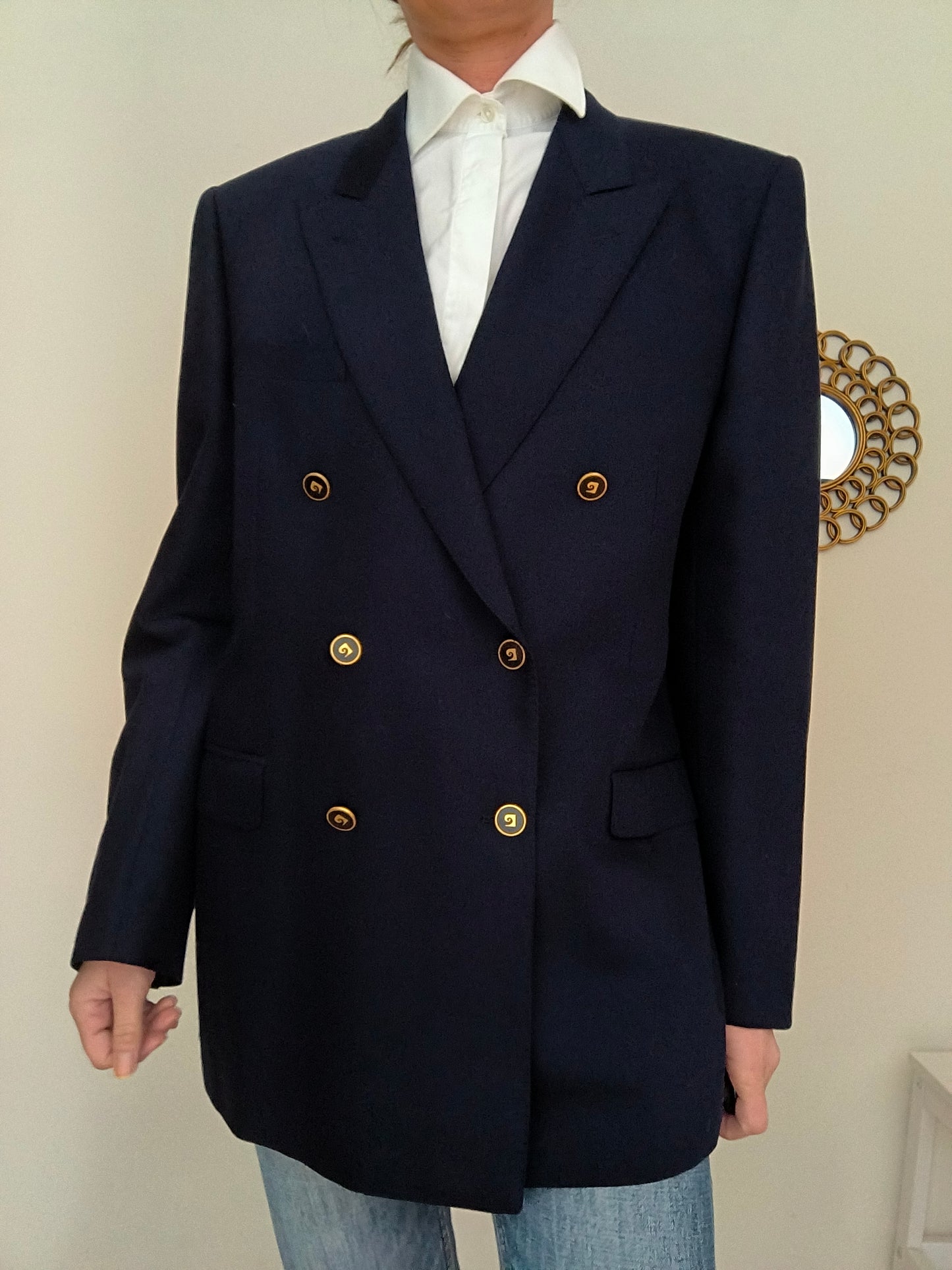 Blazer doppiopetto Pier Cardin blu pura lana tg 52