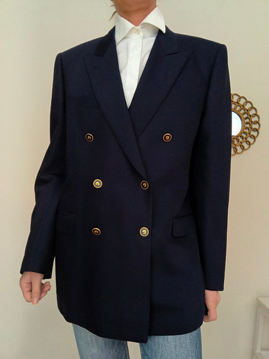 Blazer doppiopetto Pier Cardin blu pura lana tg 52