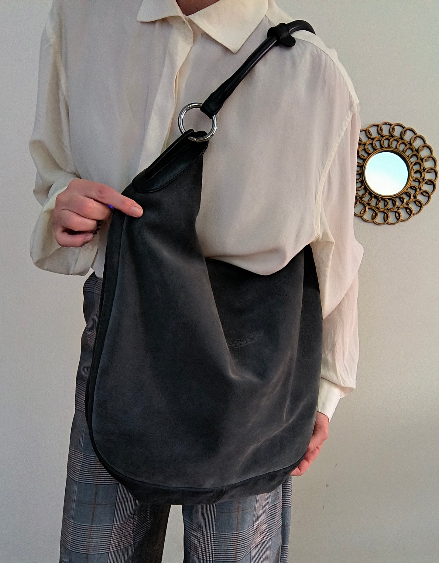 Tosca blu big bag camoscio grigio