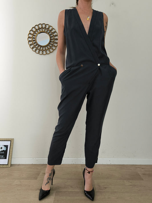 Jumpsuit Imperial nera com ampio scollo