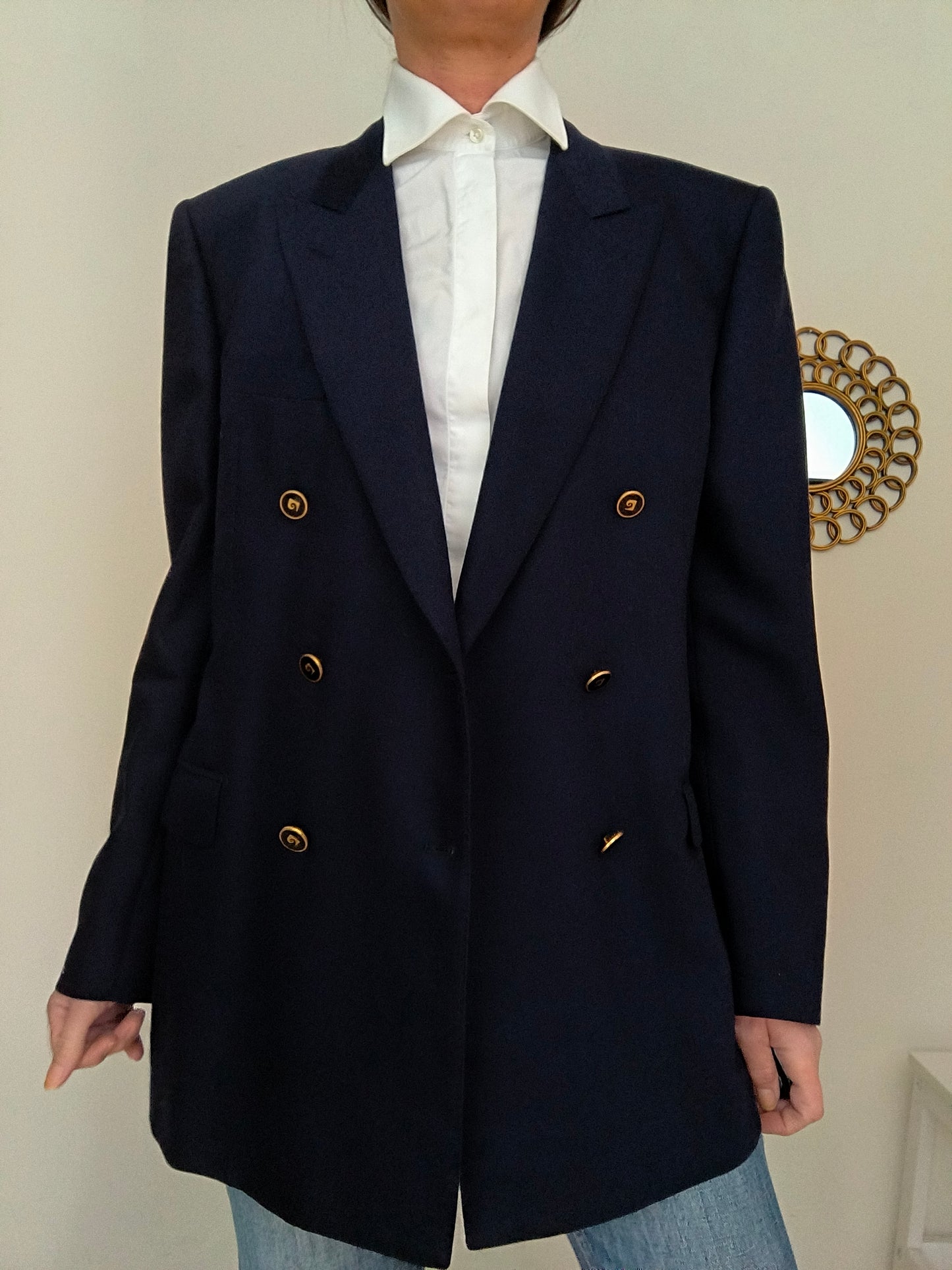 Blazer doppiopetto Pier Cardin blu pura lana tg 52