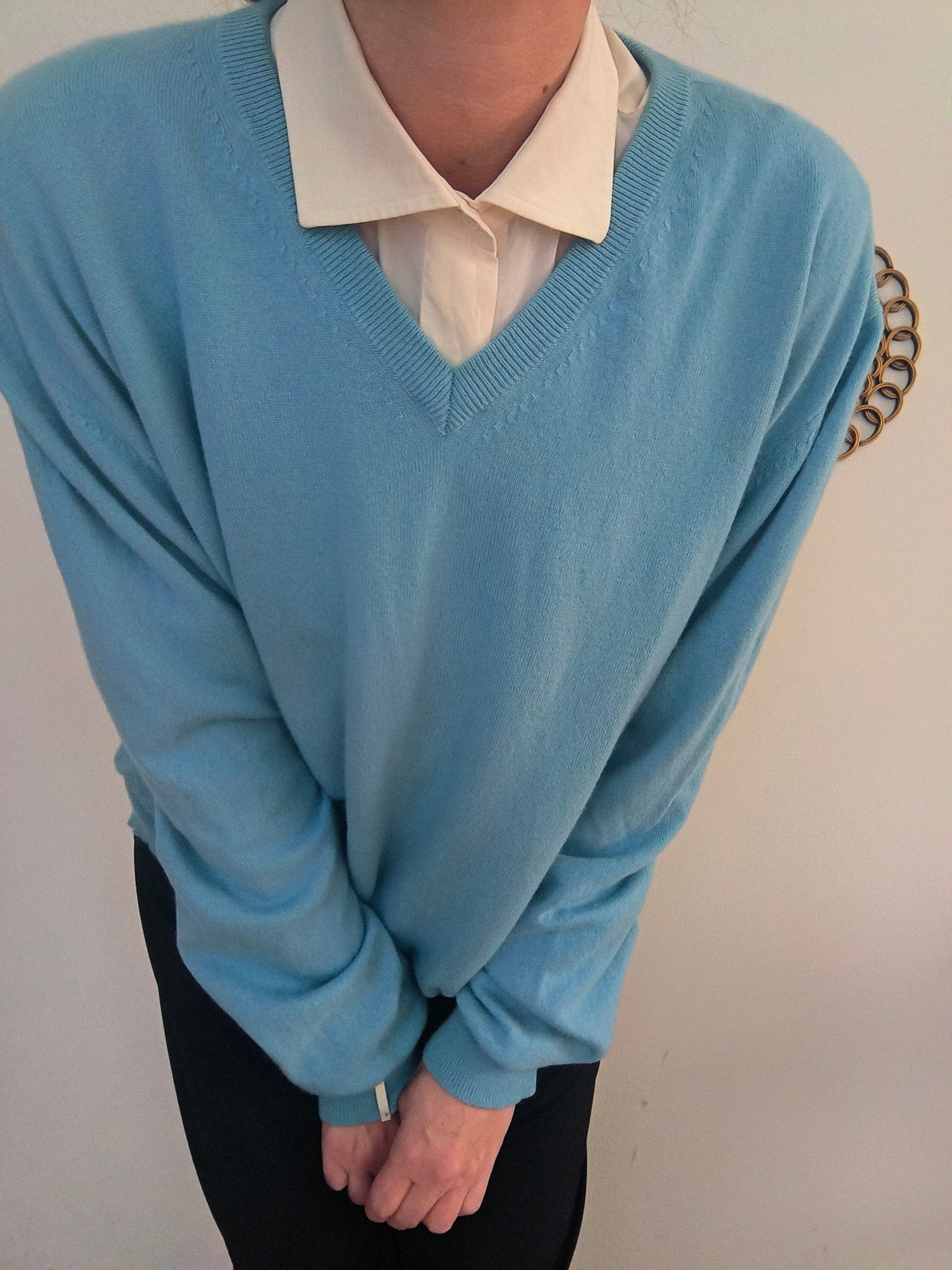 Maglione cashmere celeste tg 56