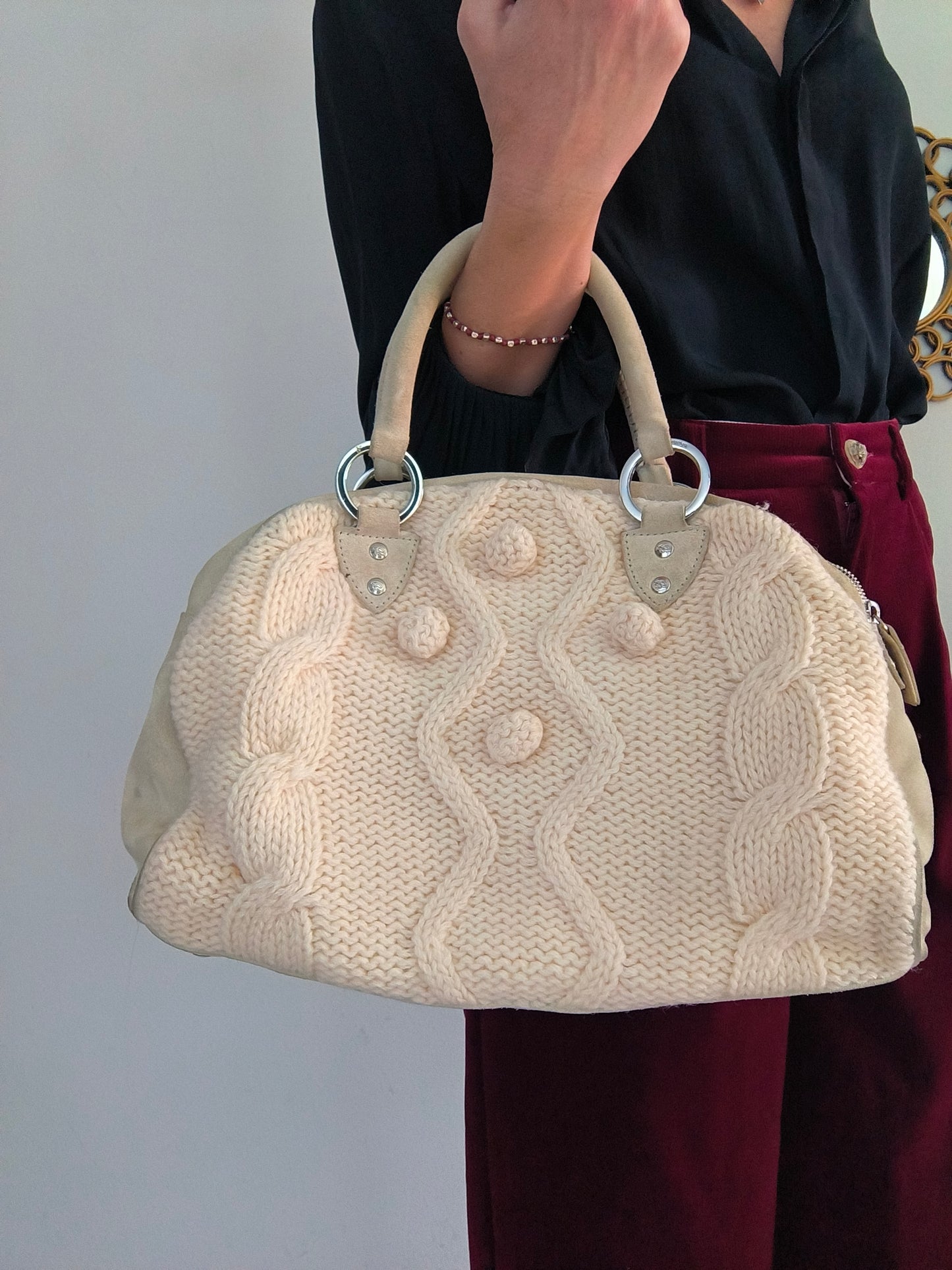 Borsetta Blumarine in lana e pelle scamosciata