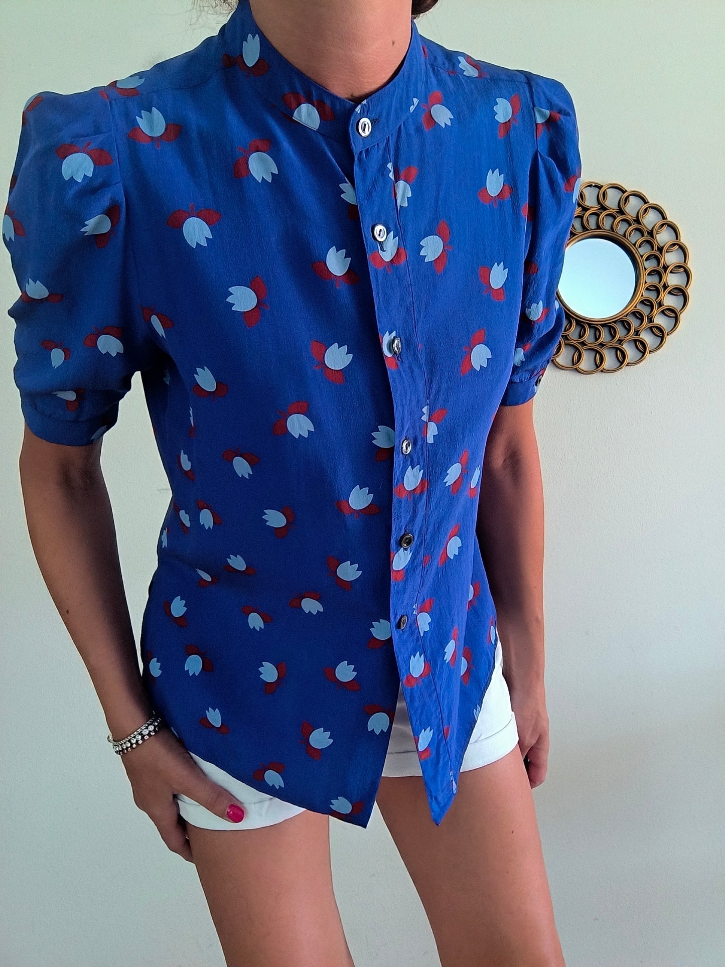 Camicetta seta blu