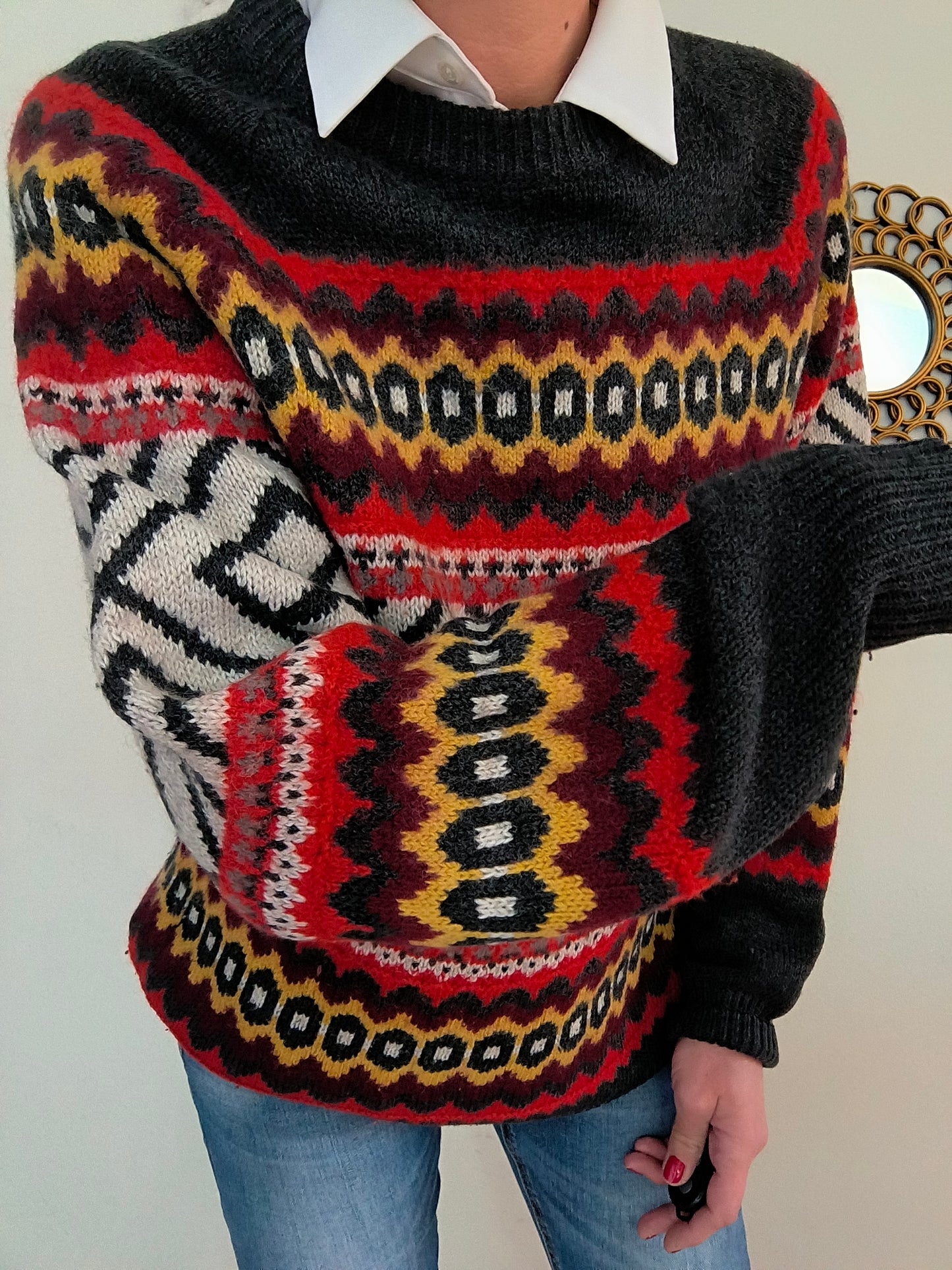 Maglione in lana Motor Oil unisex colorato