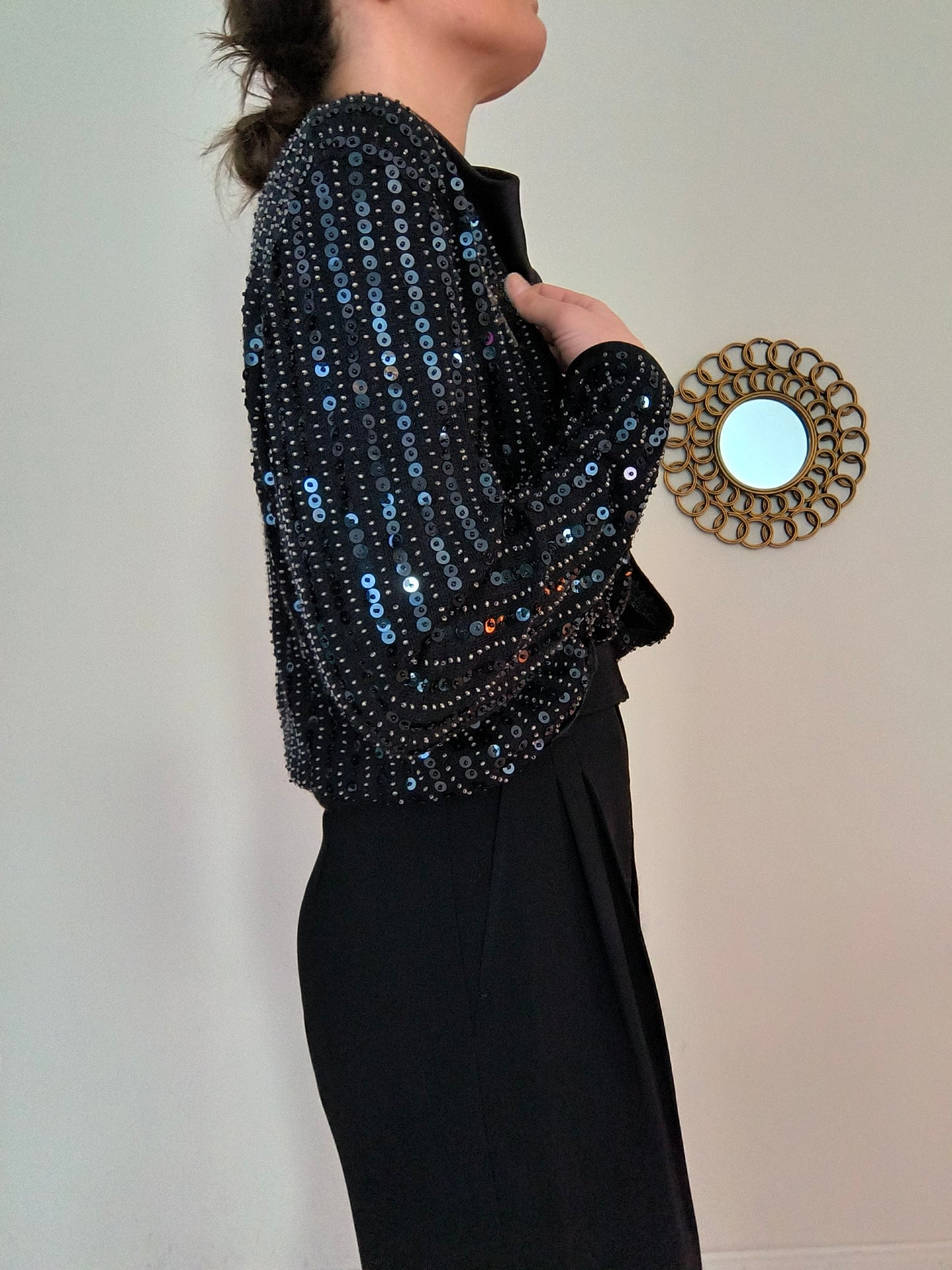 Cardigan vintage nero con paillettes Il Forziere di Rita Venezia