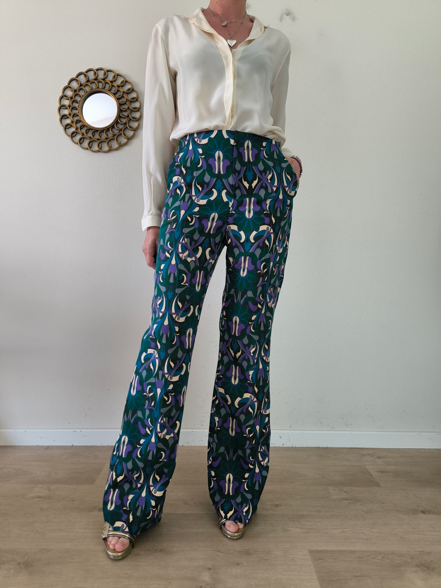 Pantalone fantasia verde tg 44