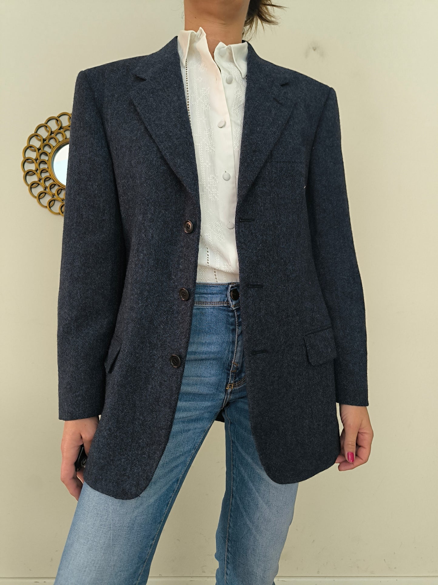 Blazer blu in Yorkshire tweed tg XL