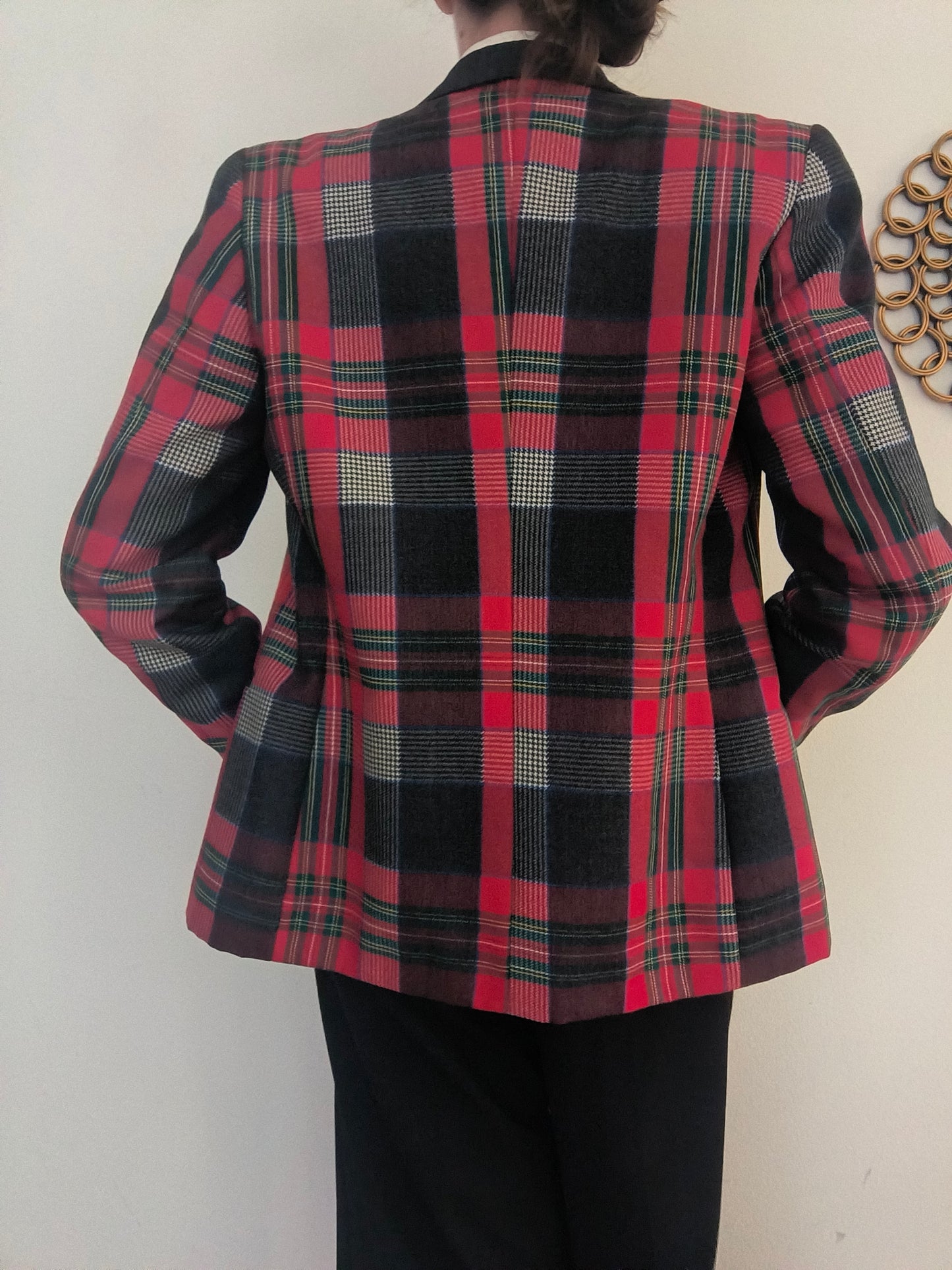 Blazer tartan rosso/nero tg M