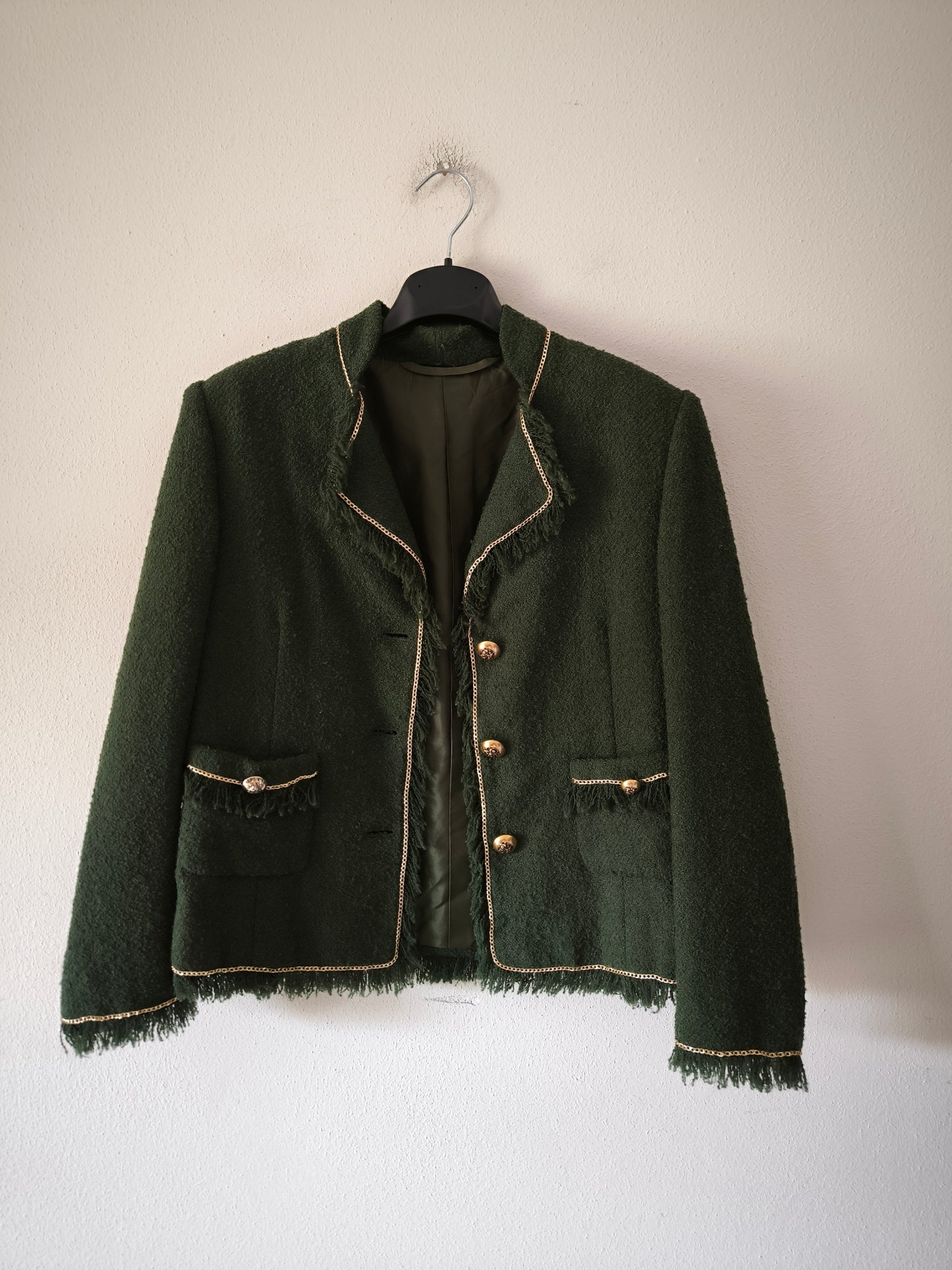 Blazer vintage verde scuro in lana
