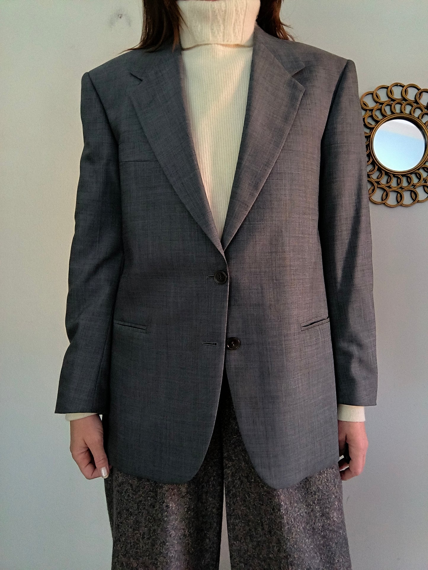 Blazer Lebole grigio in lana merino tg 48