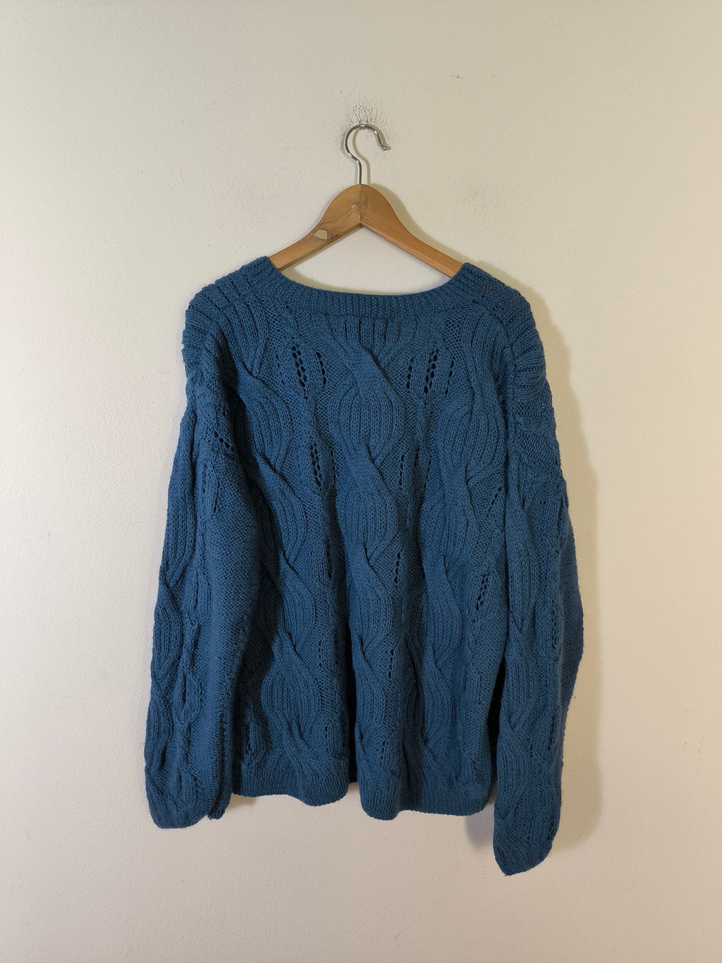 Maglione DKNY handknitted in lana d'alpaca blu