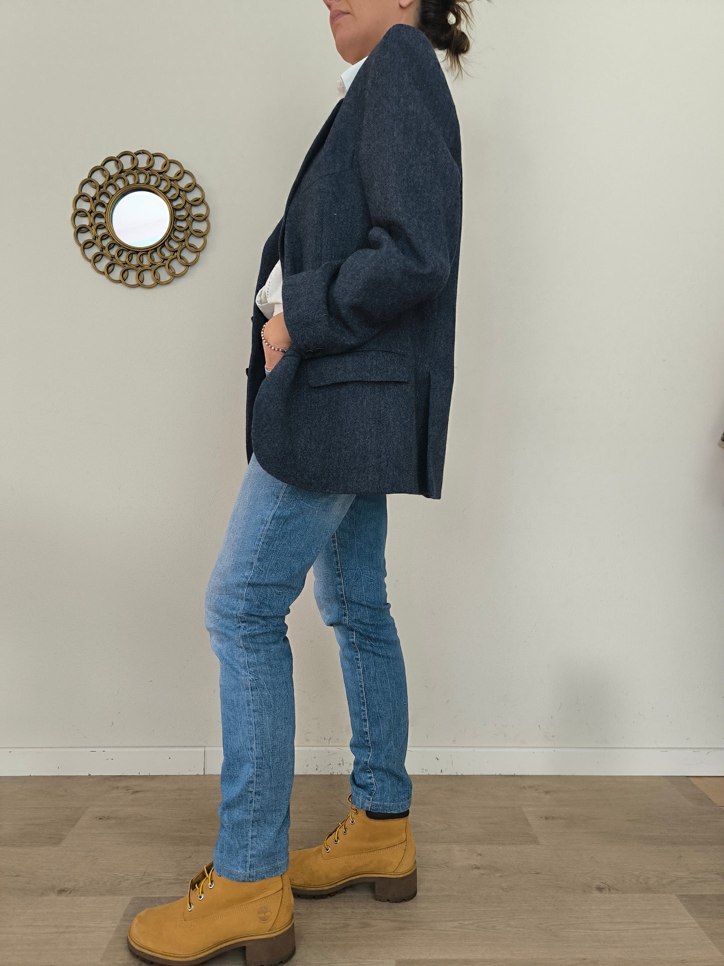Blazer blu in Yorkshire tweed tg XL