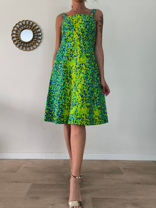 Abito vintage giallo/verde in cotone