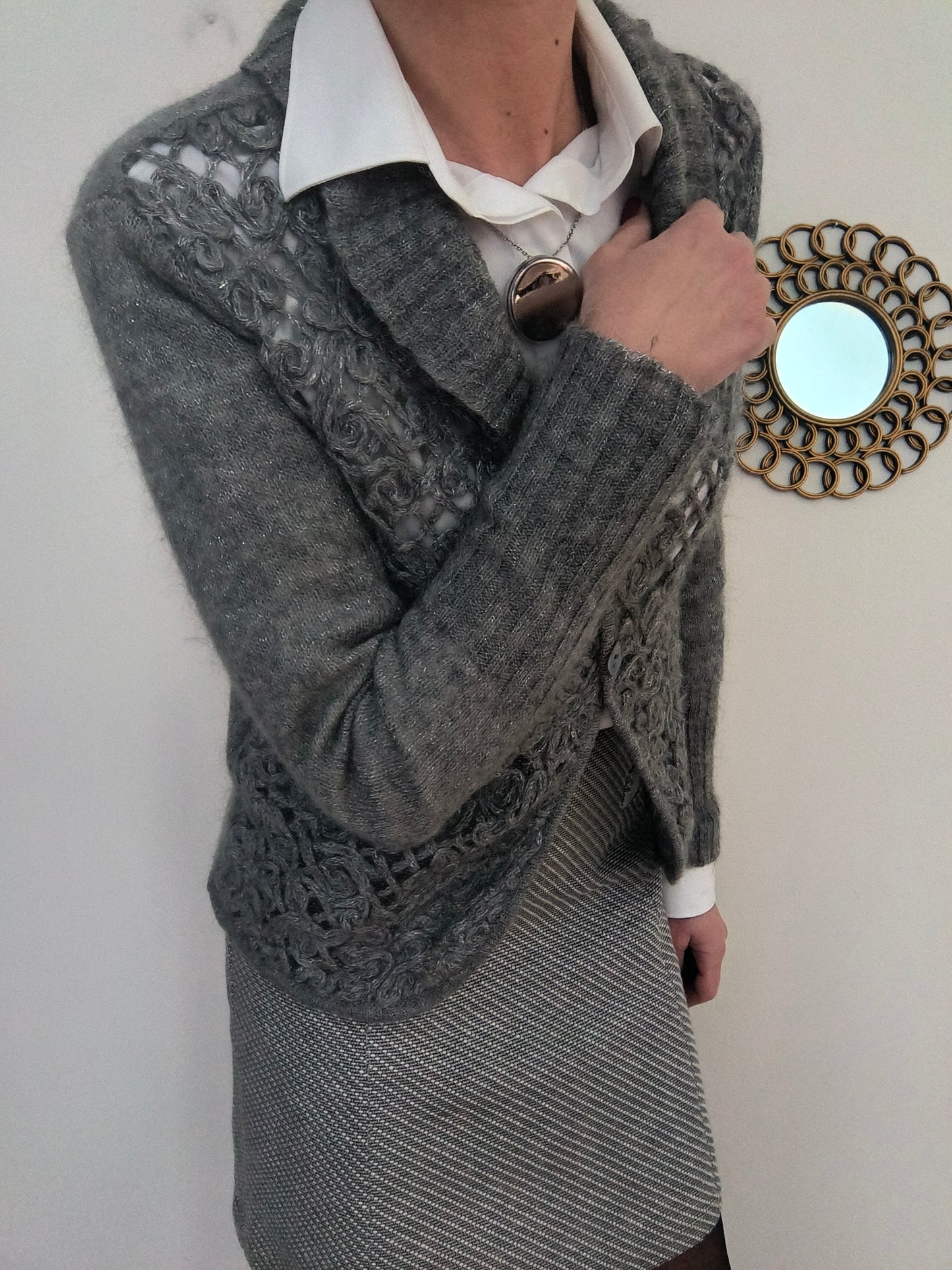 Cardigan misto mohair grigio