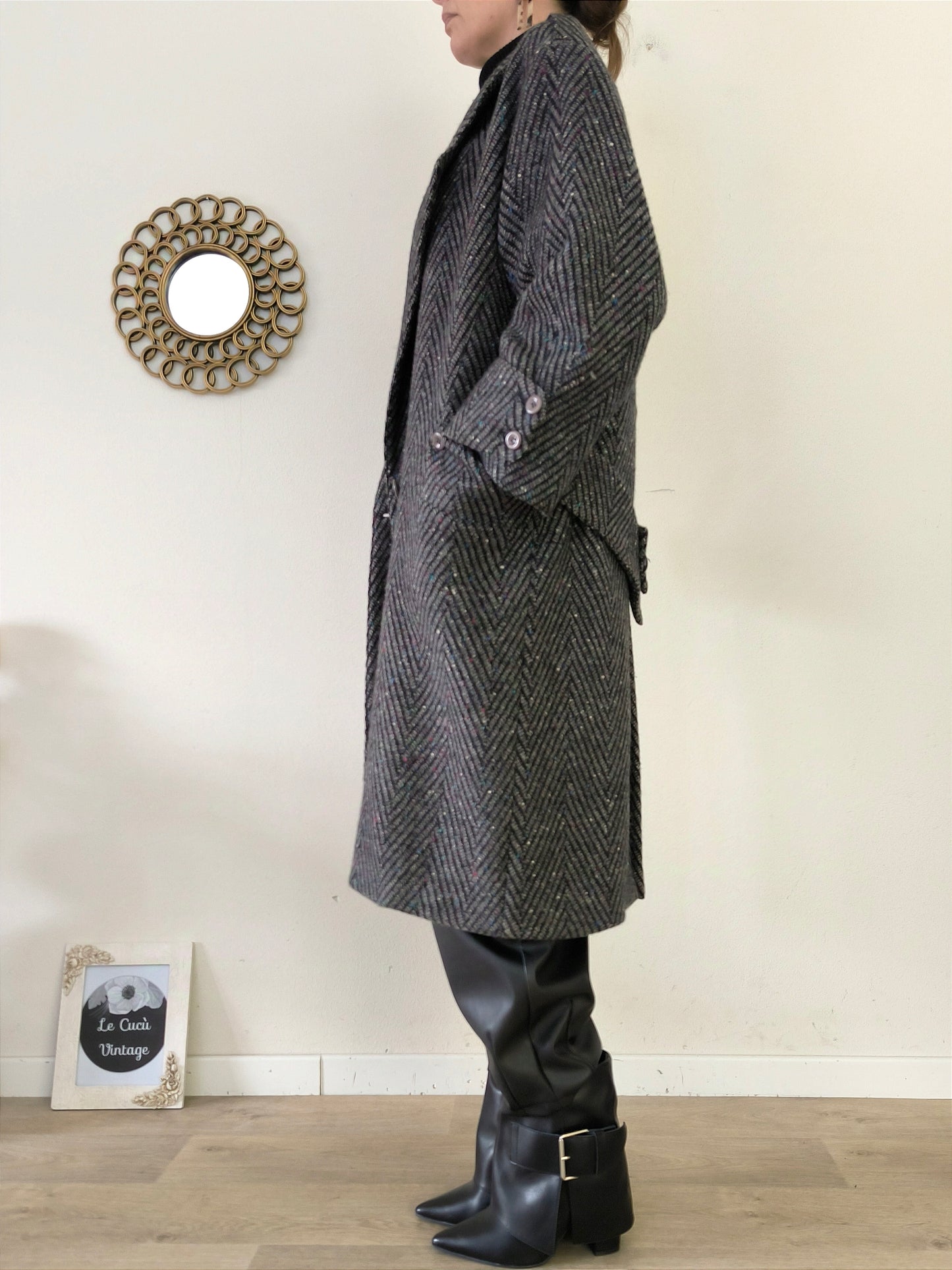 Cappotto Taddei in tweed spinato tg unica