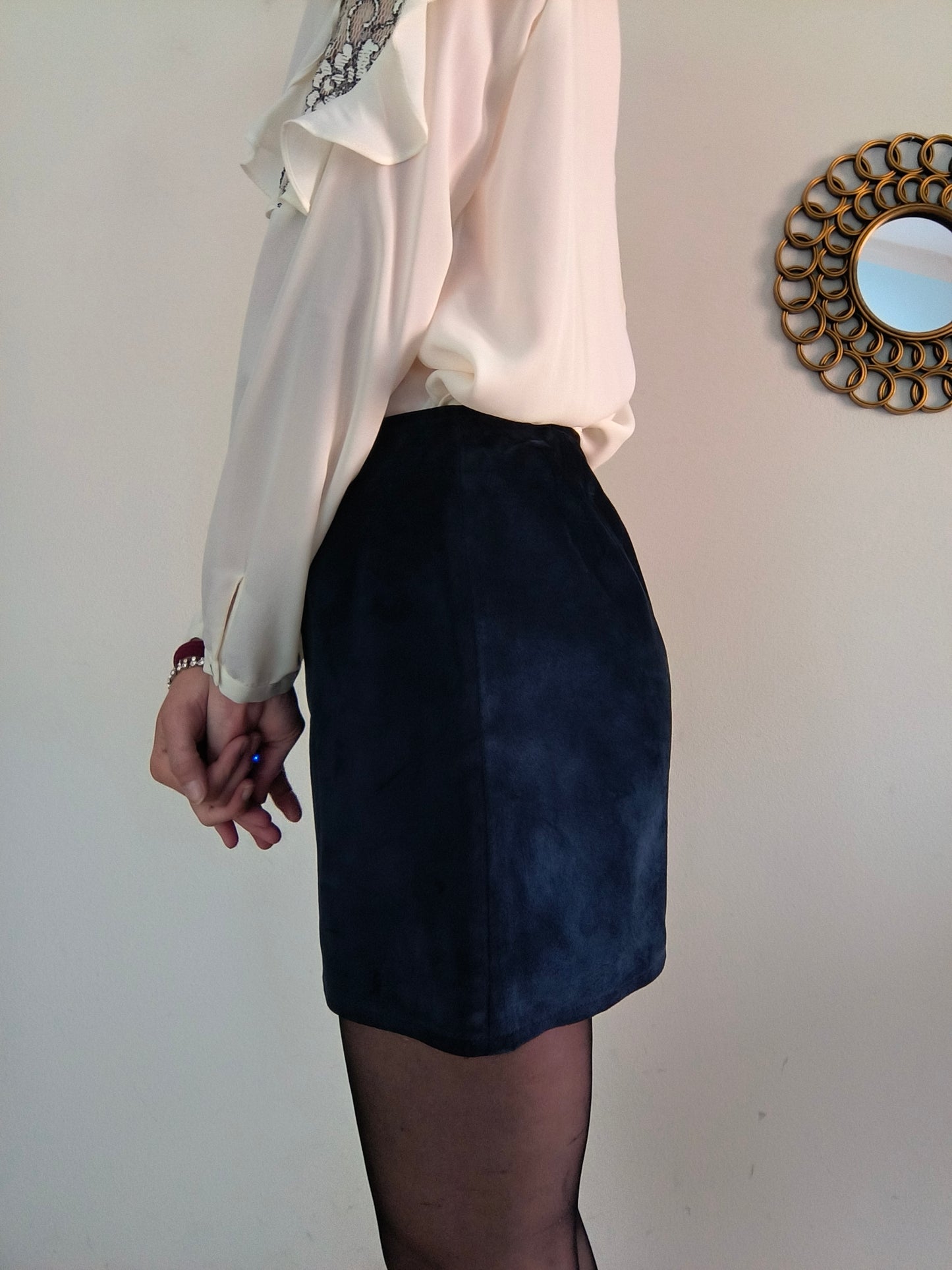 Minigonna scamosciata blu Sisley tg S