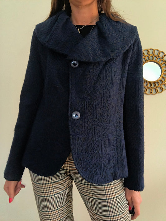 Caban nero damascato in blu tg M/L