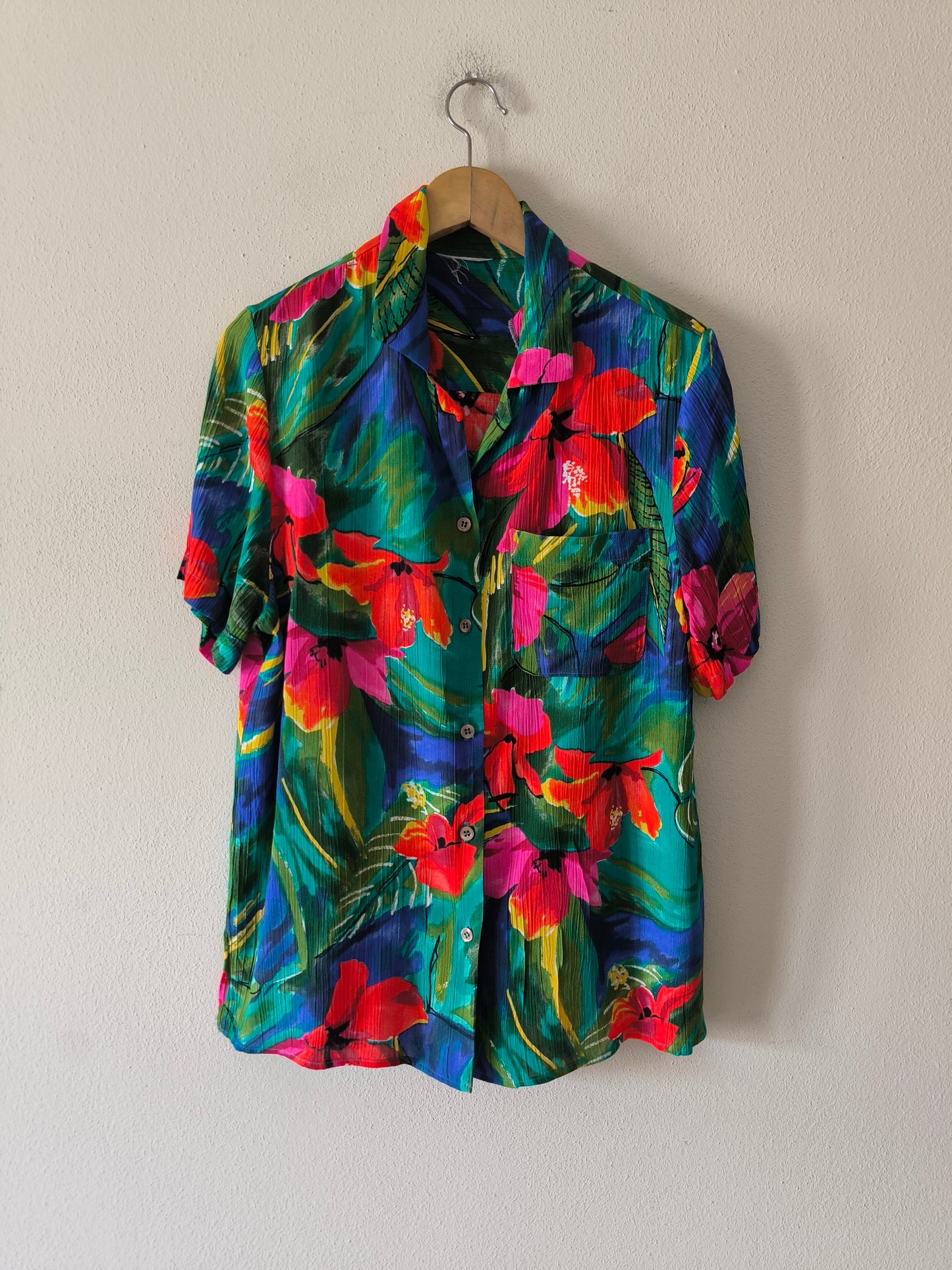 Camicia hawaiana in cotone arricciato unisex