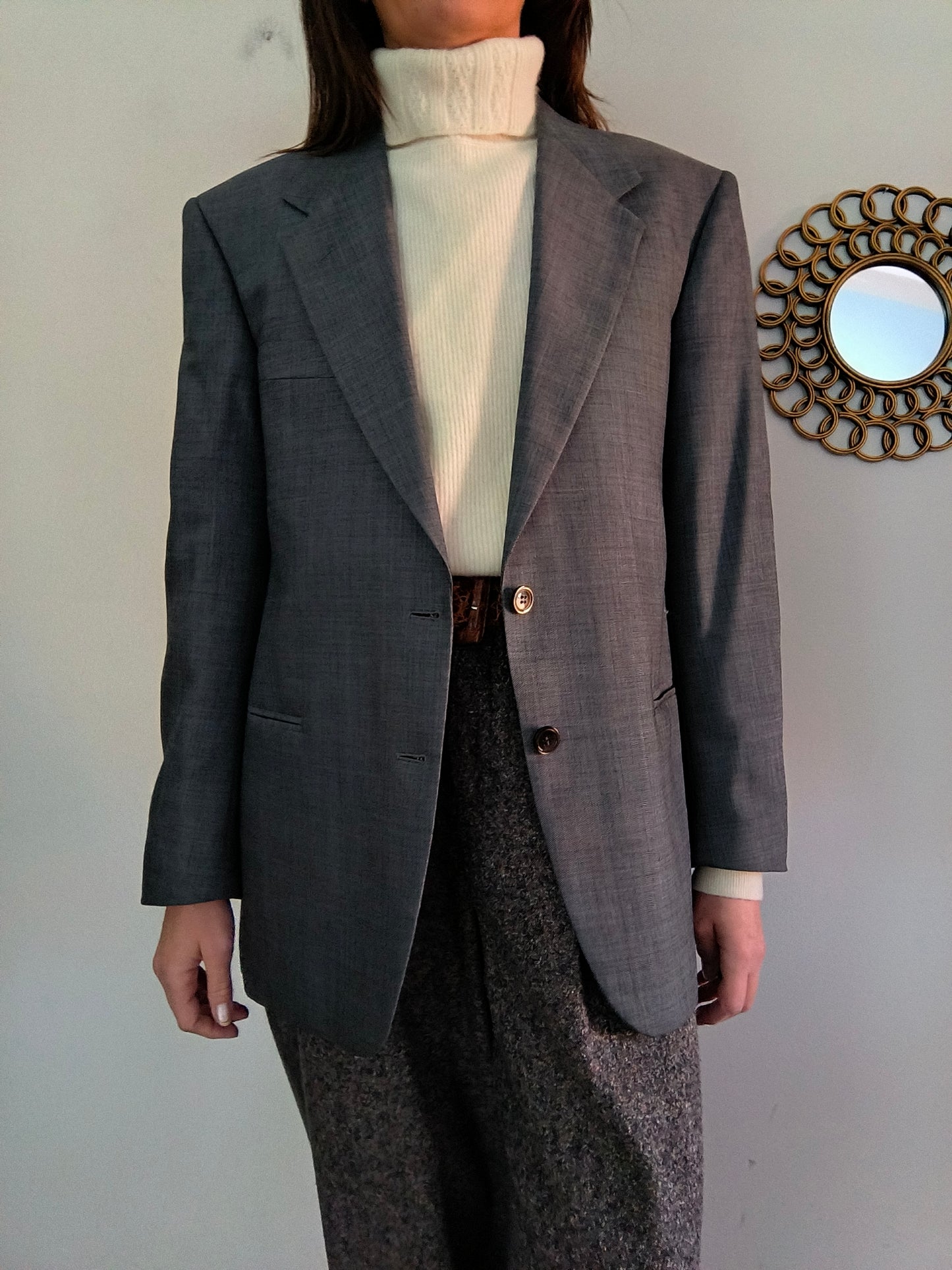 Blazer Lebole grigio in lana merino tg 48