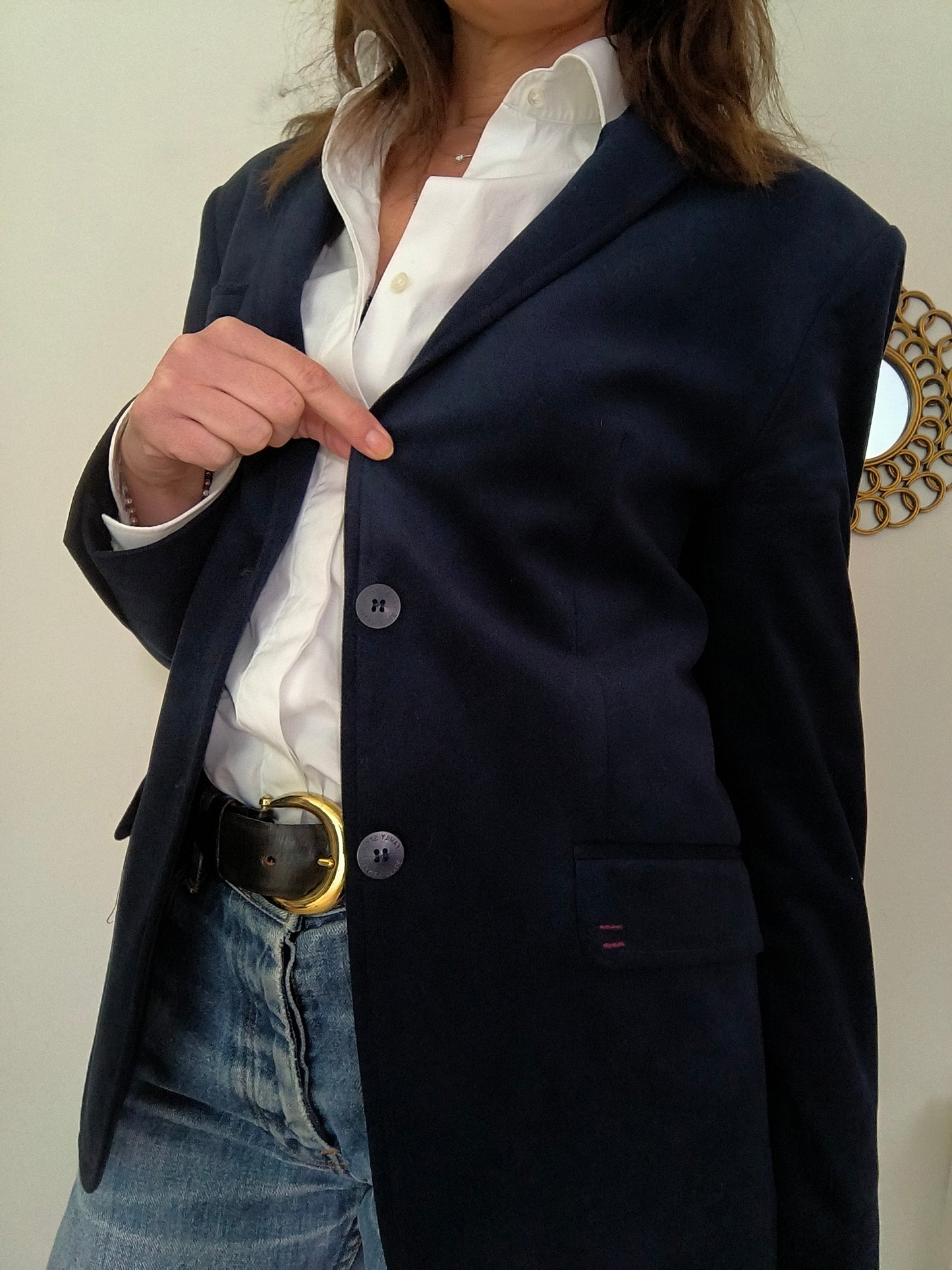 Blazer in velluto blu tg L