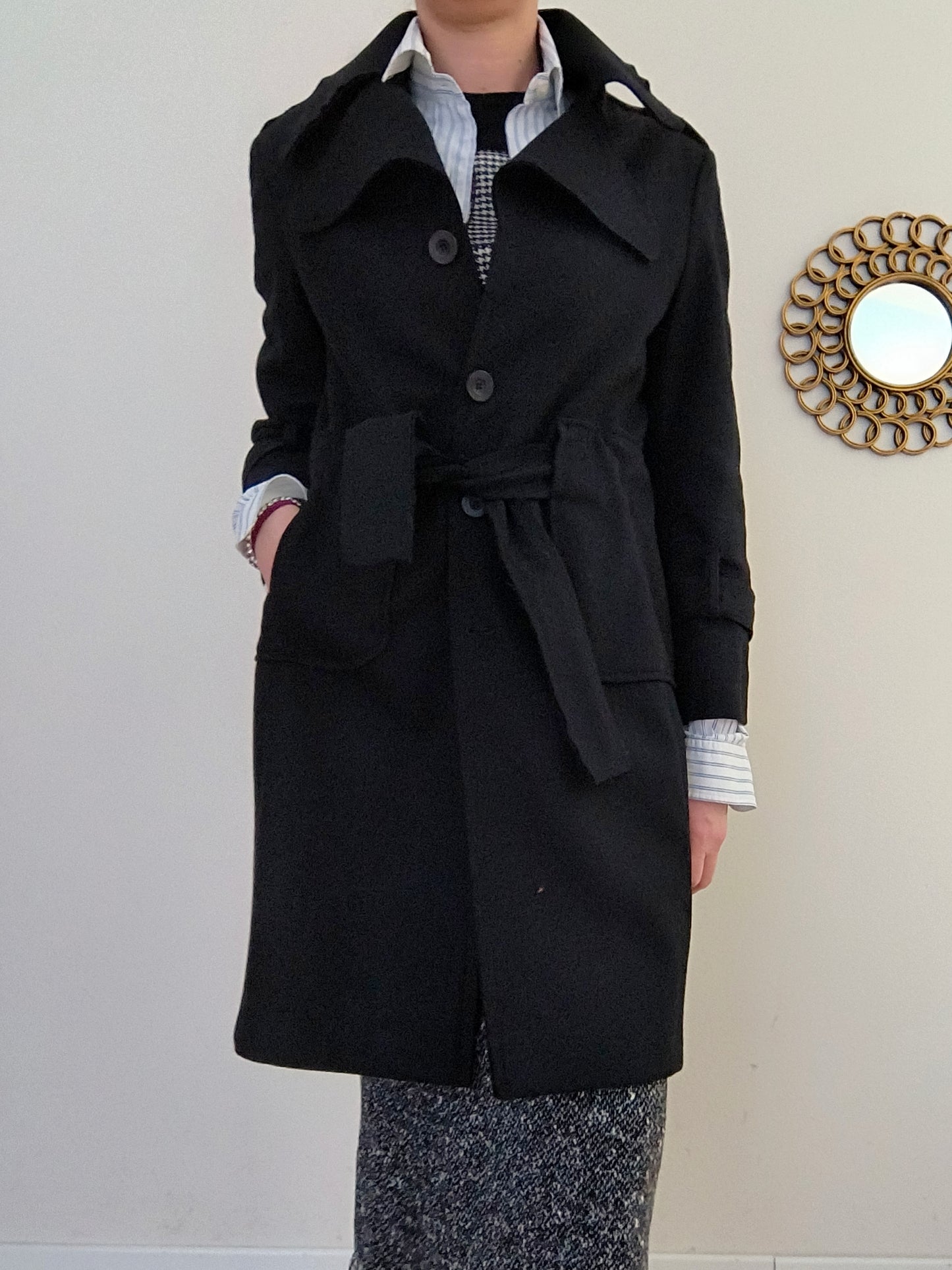 Cappotto caban nero lana e cashmere