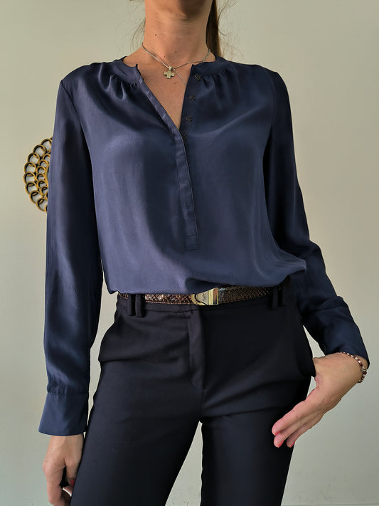Camicetta in seta blu Banana Republic