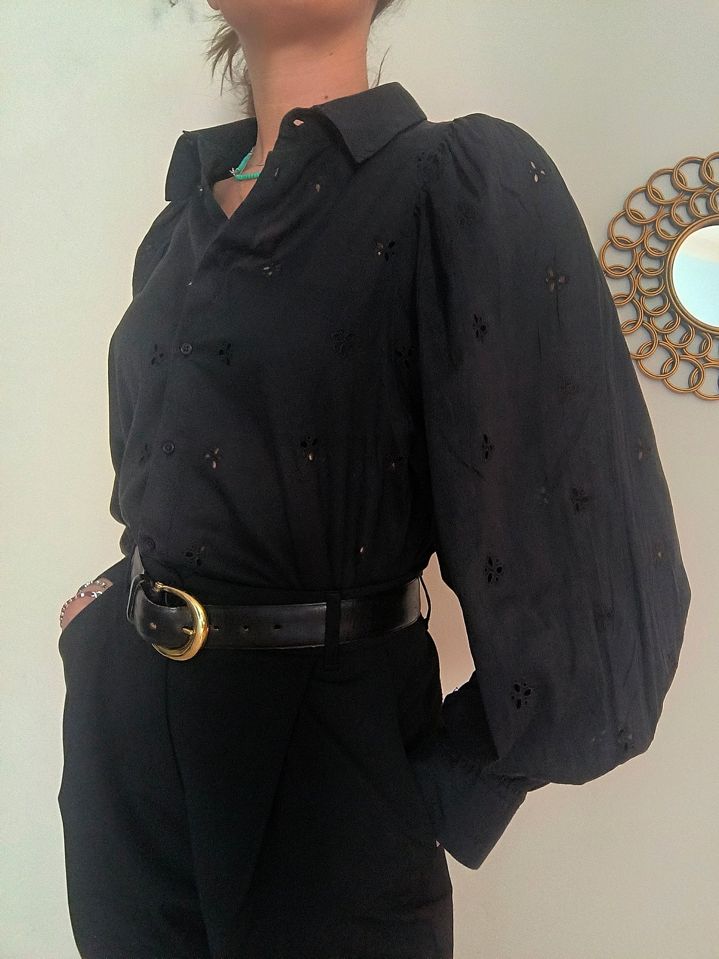 Camicetta Baby Angel in san gallo nera