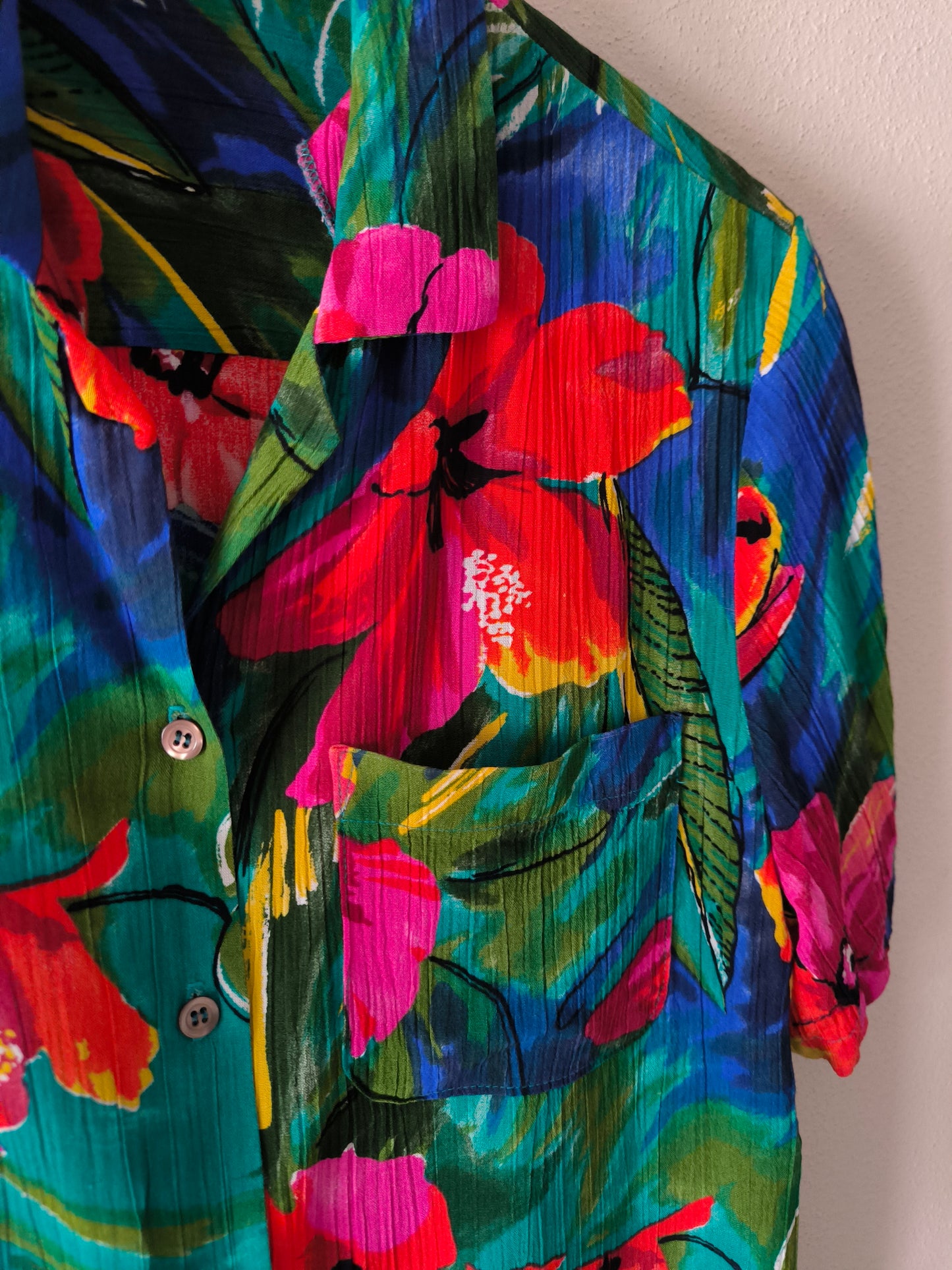 Camicia hawaiana in cotone arricciato unisex
