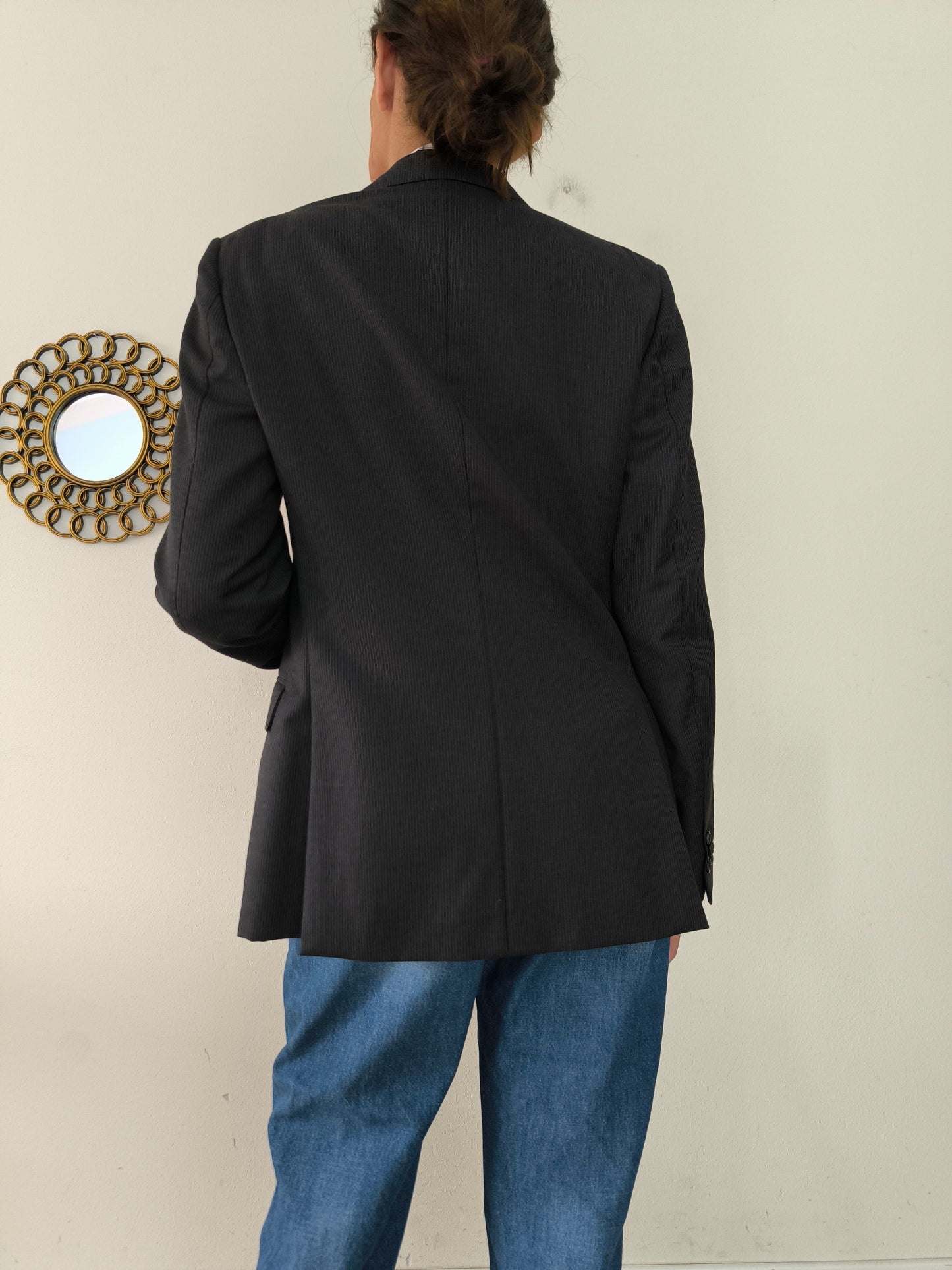 Blazer Abital Super 100's merino nero gessatino