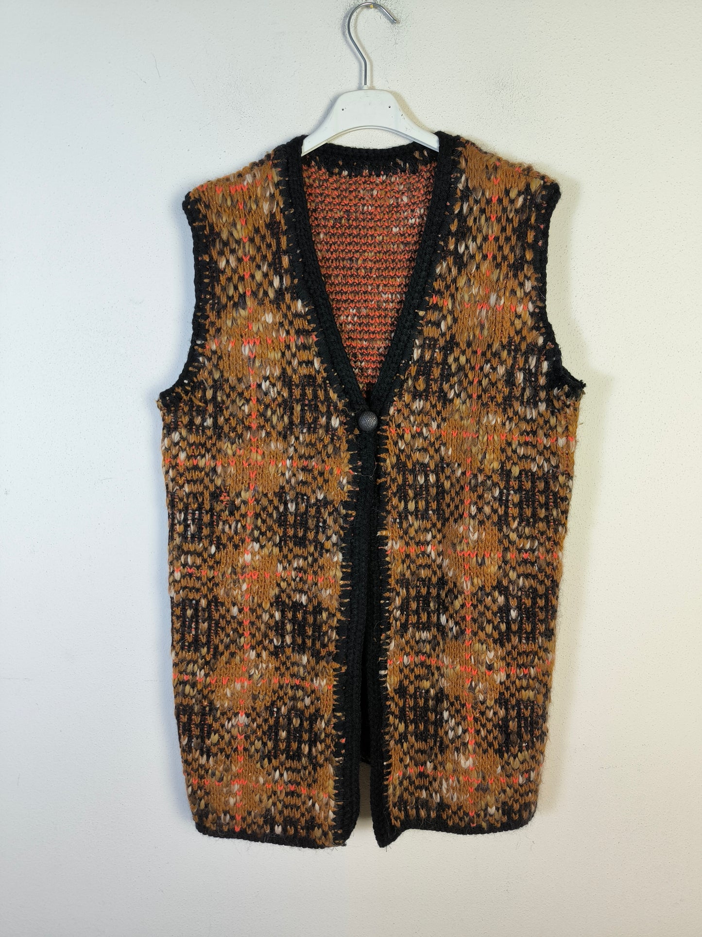 Gilet handknitted melange marrone