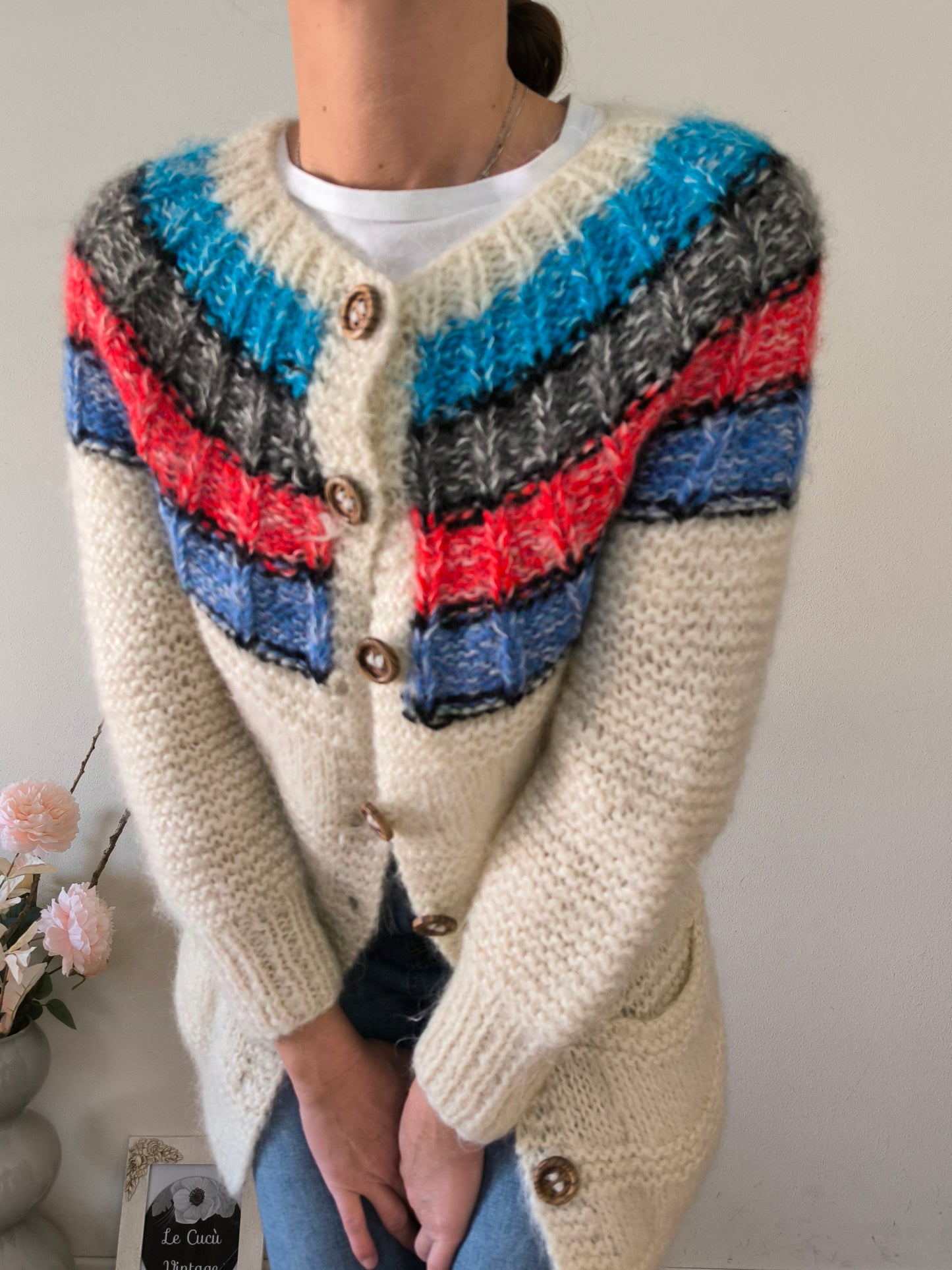 Cardigan norvegese in lana fatto a mano