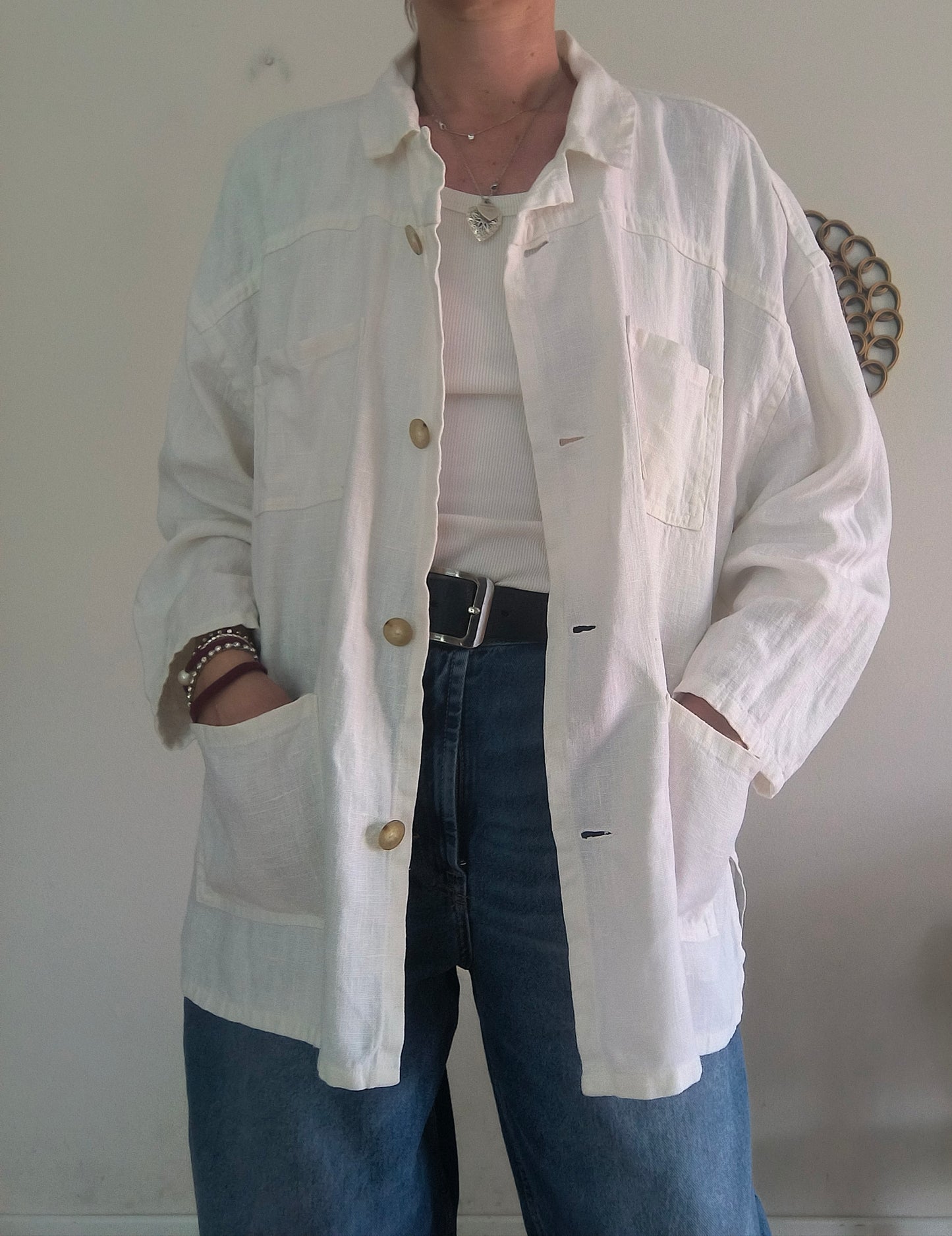 Giacca in lino bianca