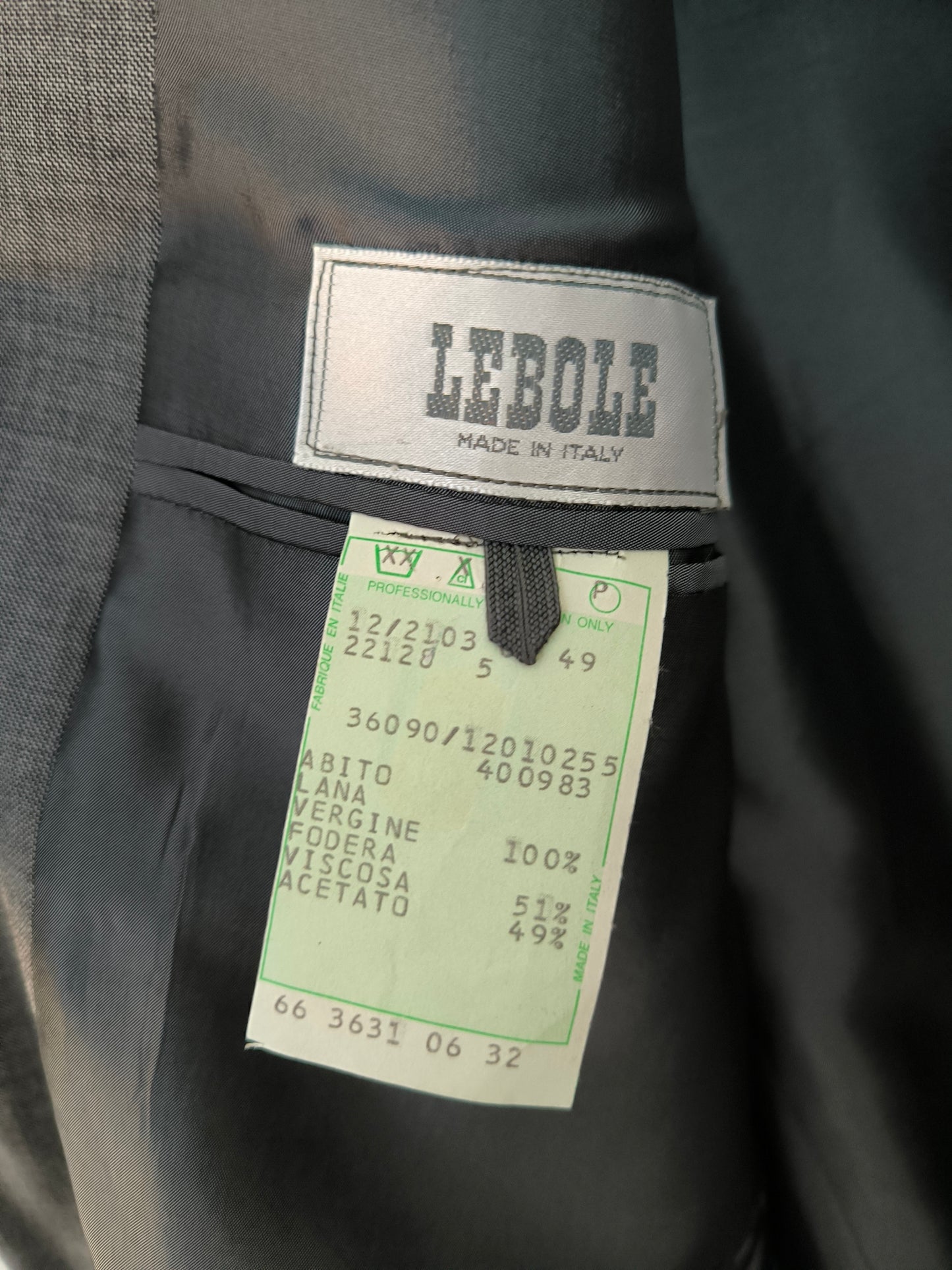 Blazer Lebole grigio in lana merino tg 48