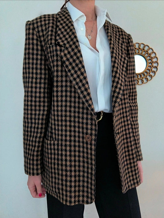 Blazer vintage marrone/nero quadretti