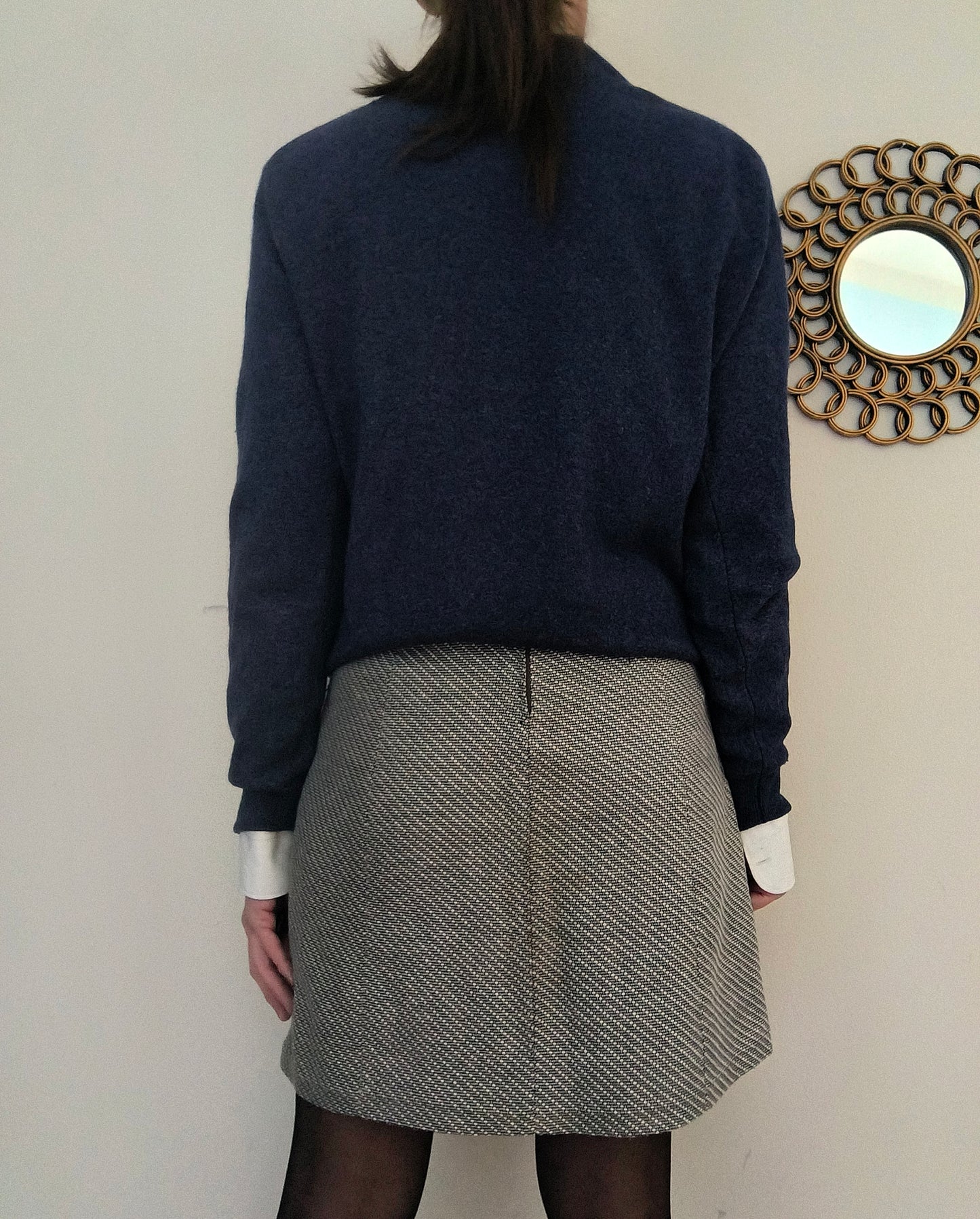 Maglione V neck blu lana e cashmere