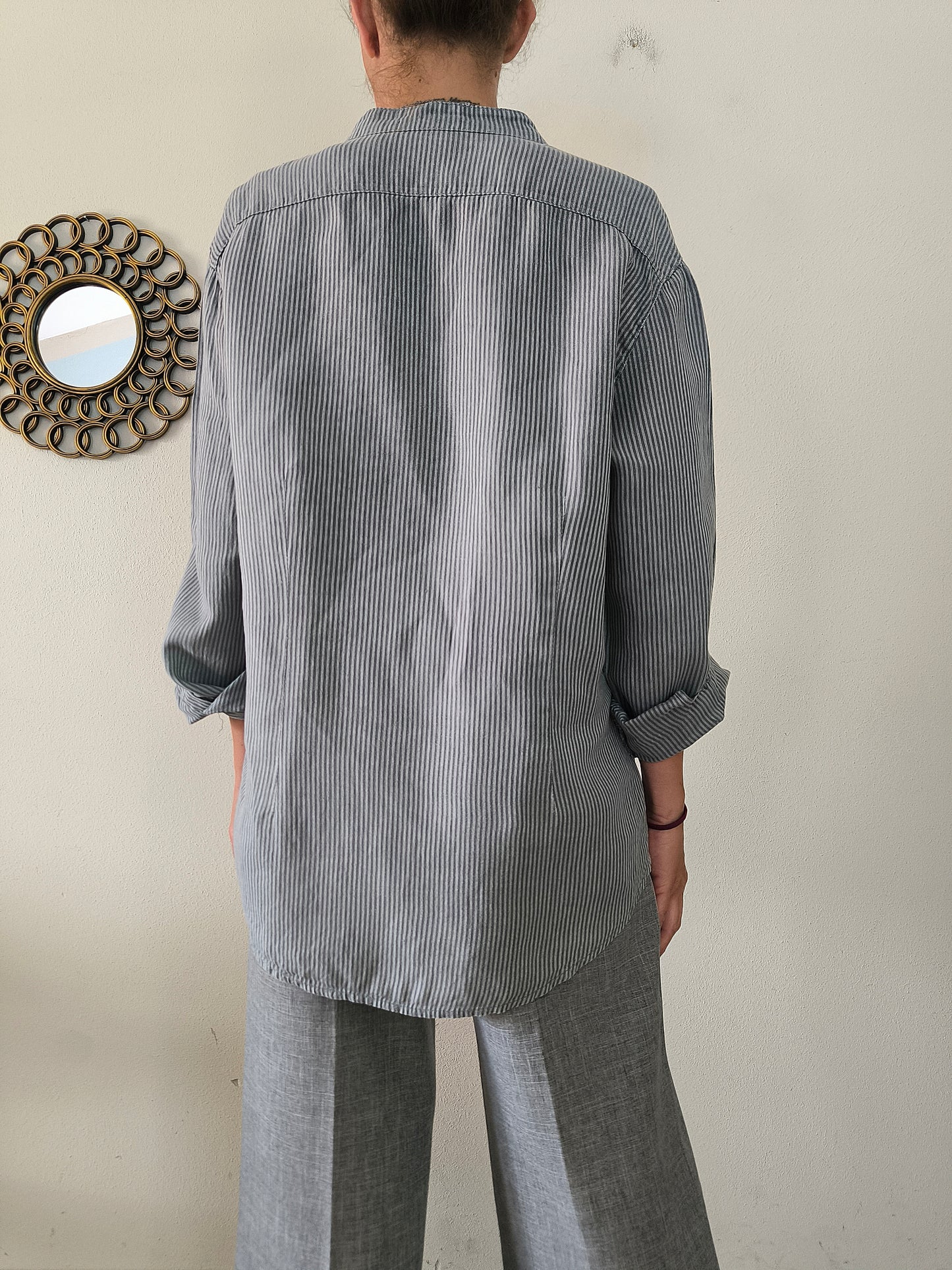 Camicia unisex in lino grigio