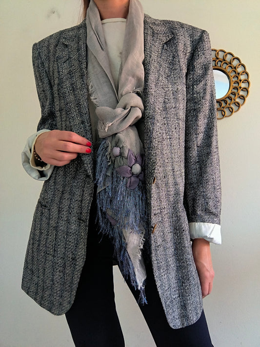 Blazer pura seta grigio