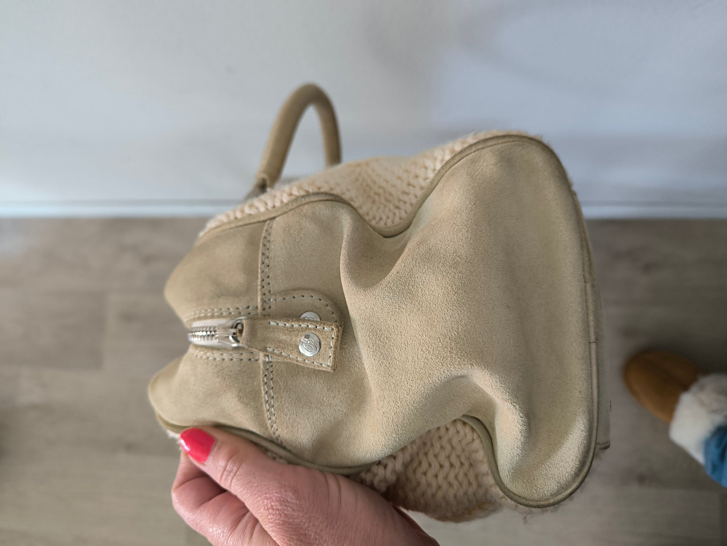 Borsetta Blumarine in lana e pelle scamosciata