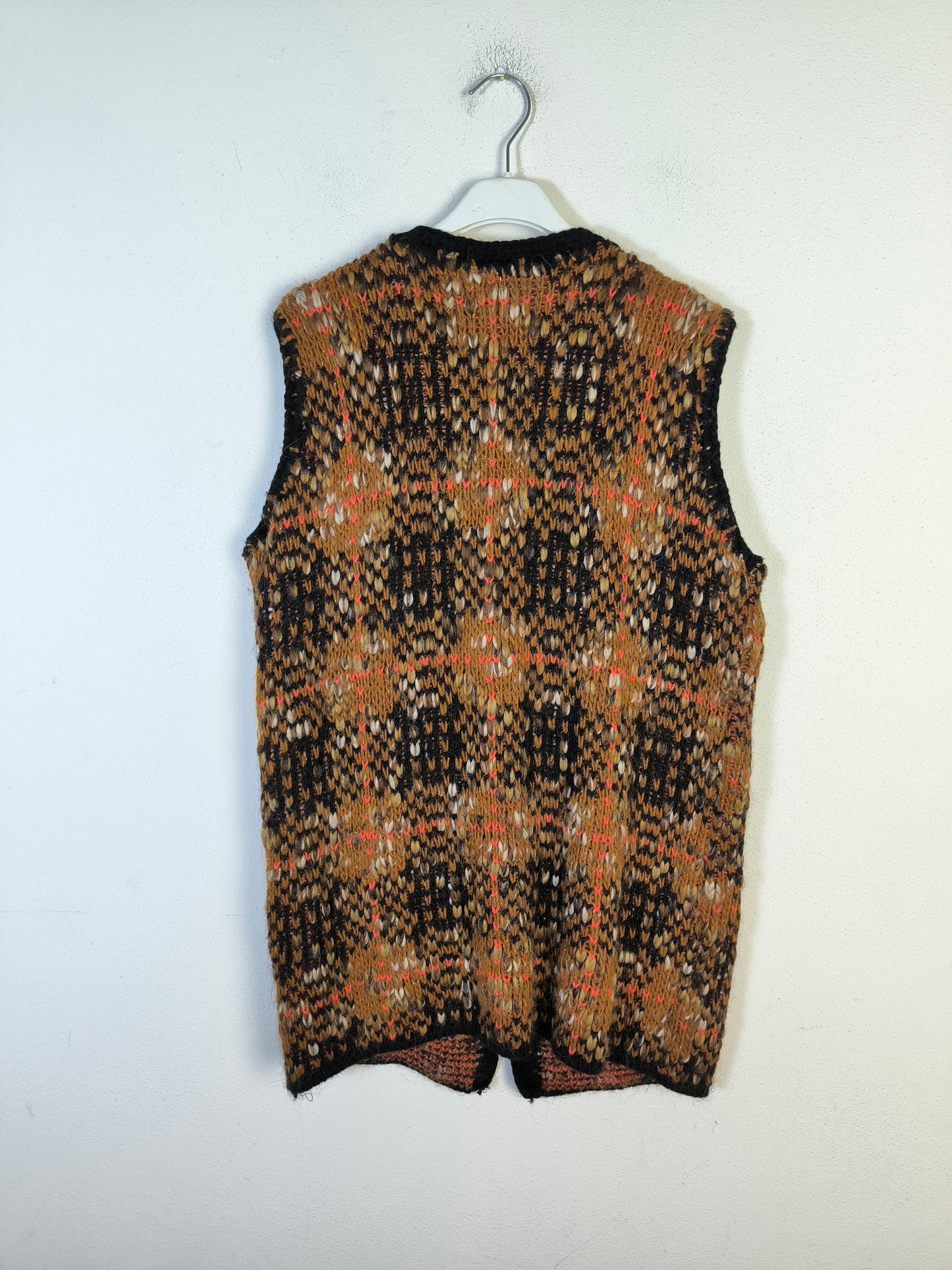 Gilet handknitted melange marrone