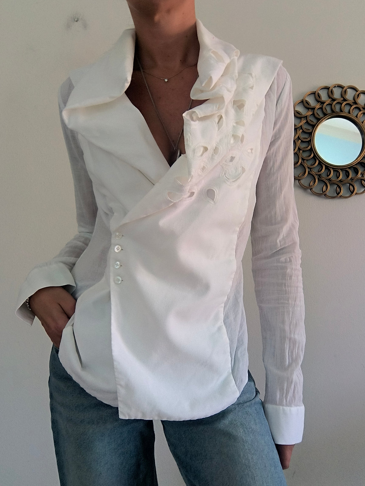 Giacca camicia Malloni in cotone bianco