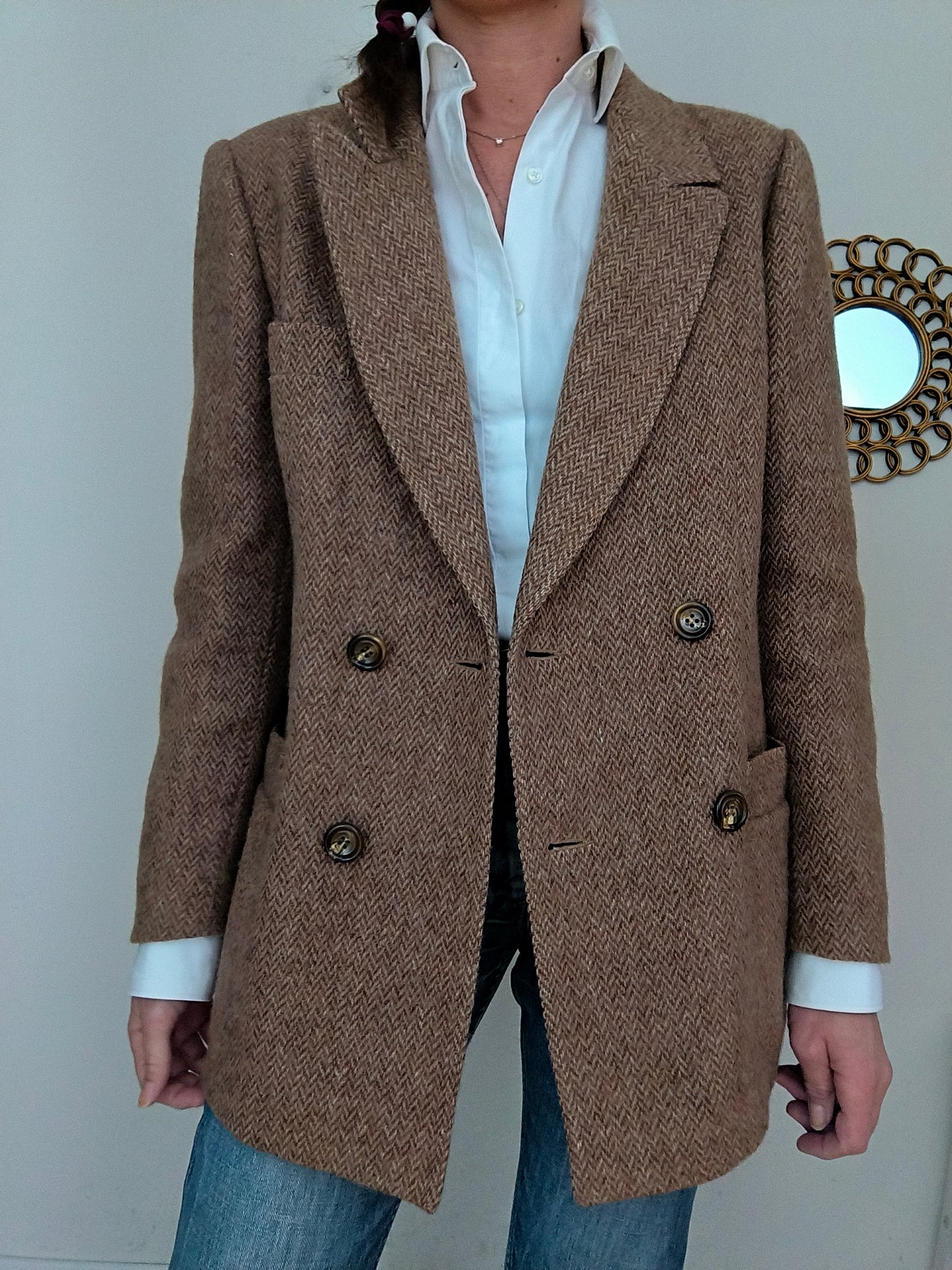 Blazer doppiopetto vintage in lana alpaca