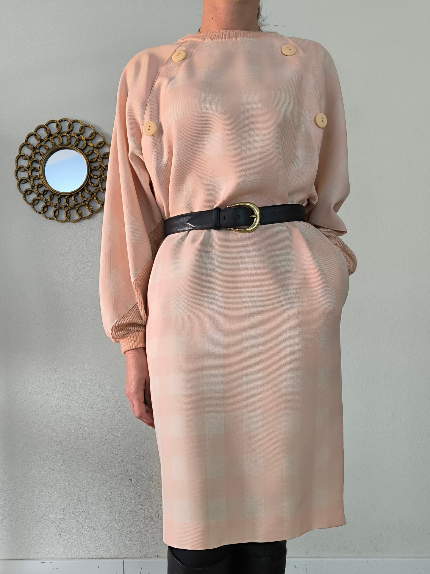 Abito vintage a quadri rosa tg 42