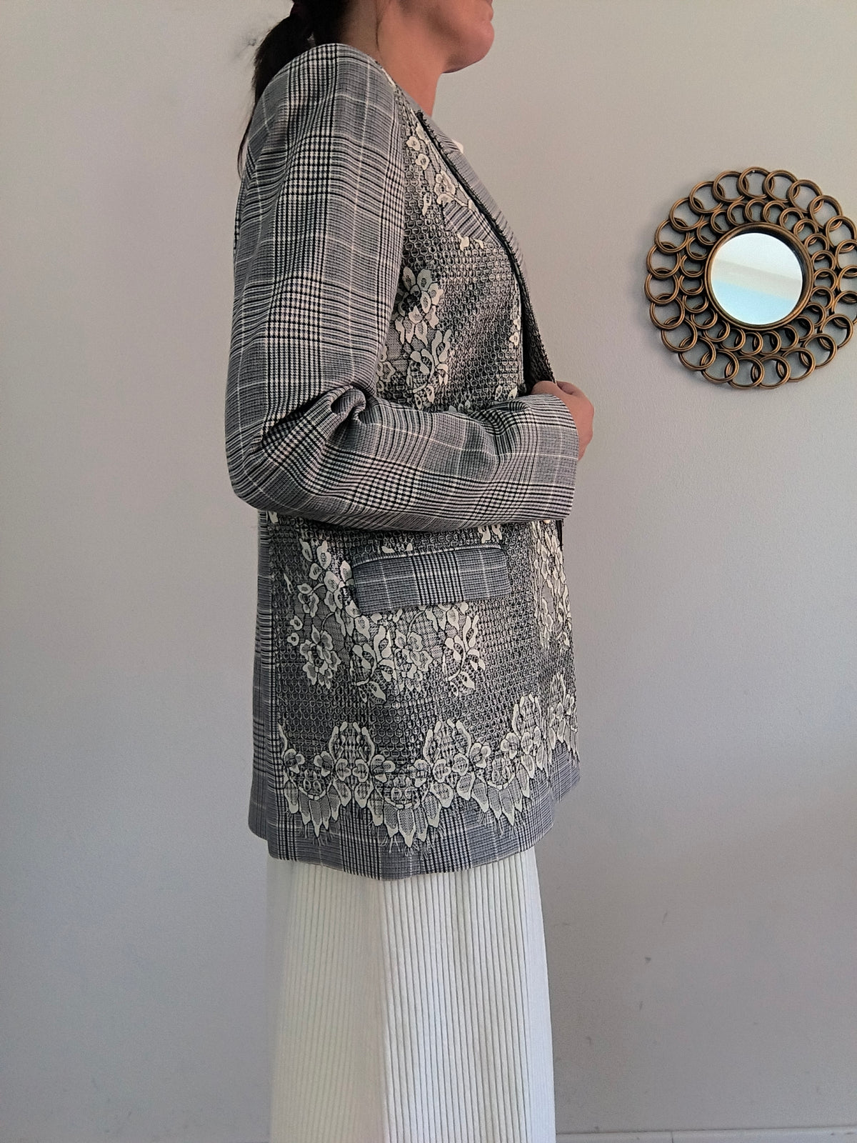 Blazer Twin Set principe di Galles e pizzo