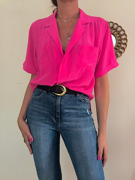 Camicetta in seta rosa shocking